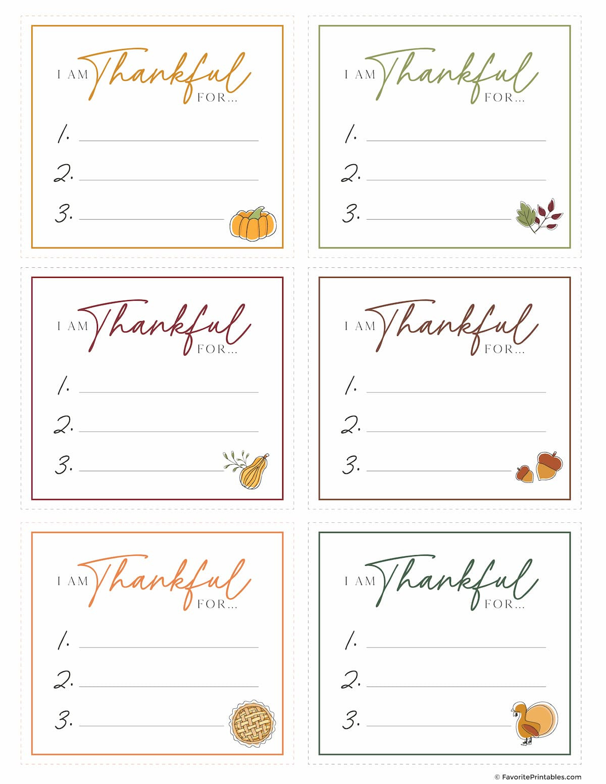 Free Printable I Am Thankful For Cards! - Favorite Printables inside Thankful For You Cards Printable