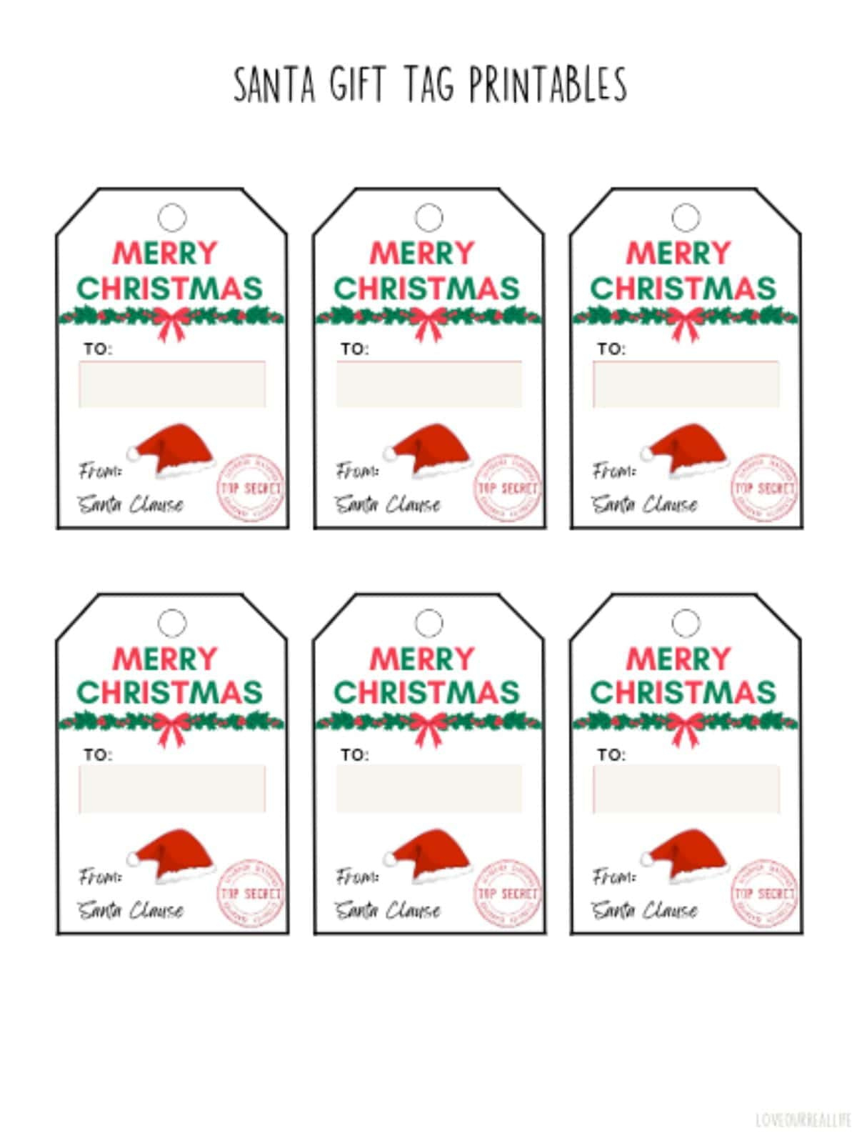 Free Printable Santa Gift Tags (Download Instantly To Print pertaining to Printable Christmas Tags From Santa