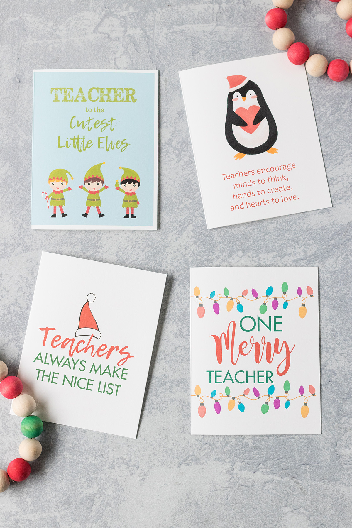 Free Printable Teacher Thank You Christmas Cards • Rose Clearfield within Printable Christmas Card For Teacher