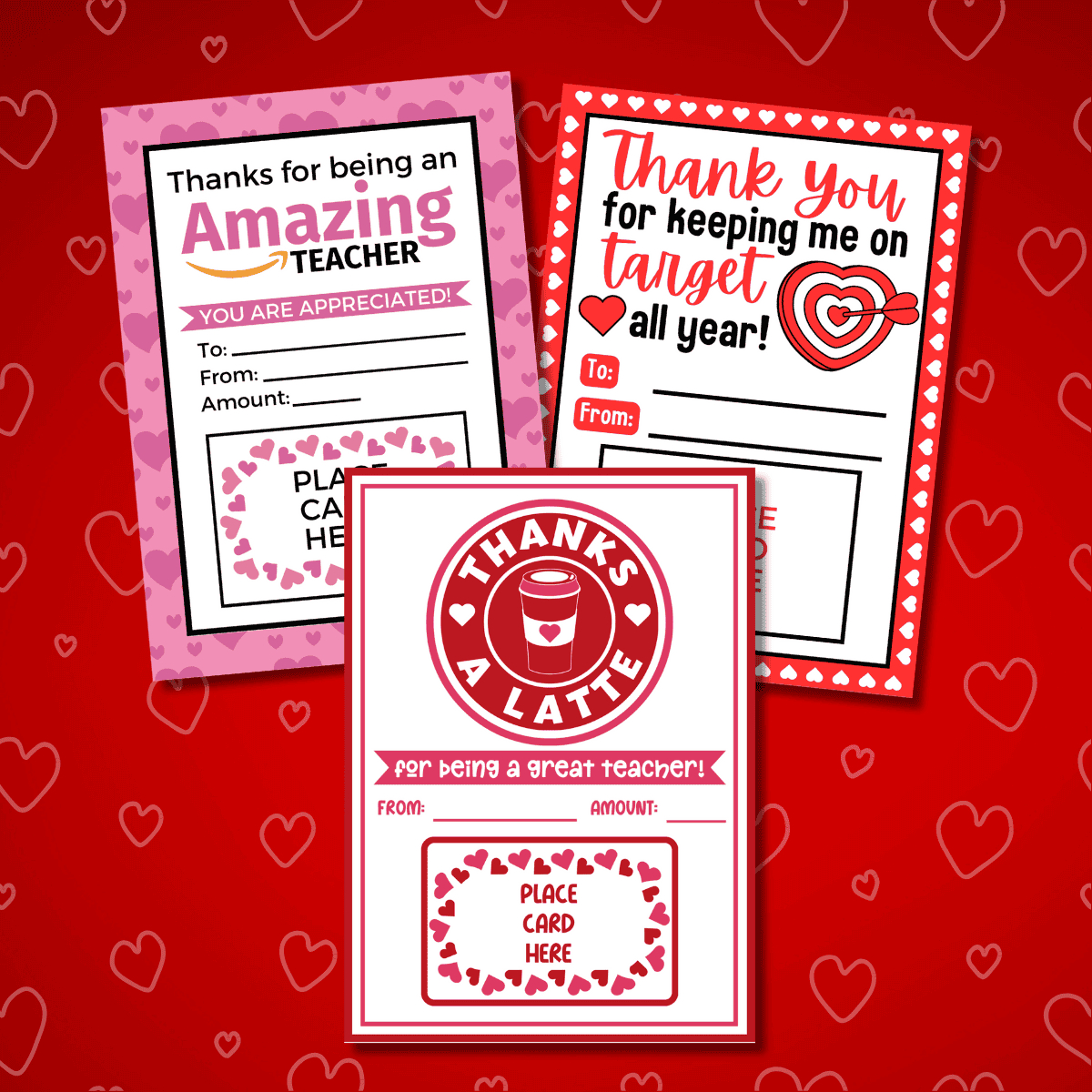 Free Printable Teacher Valentine Gift Card Holders - Prudent Penny in Free Valentine Thank You Cards Printable