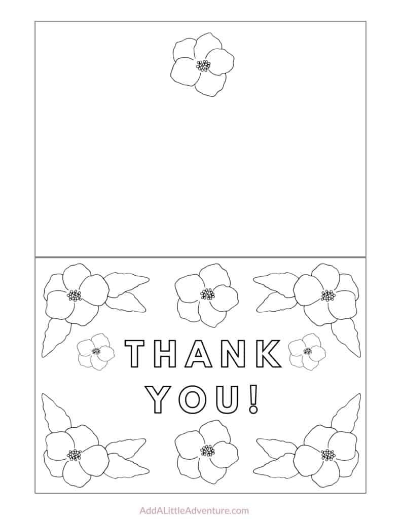 Free Printable Thank You Cards To Color - Add A Little Adventure for Free Printable Coloring Thank You Cards