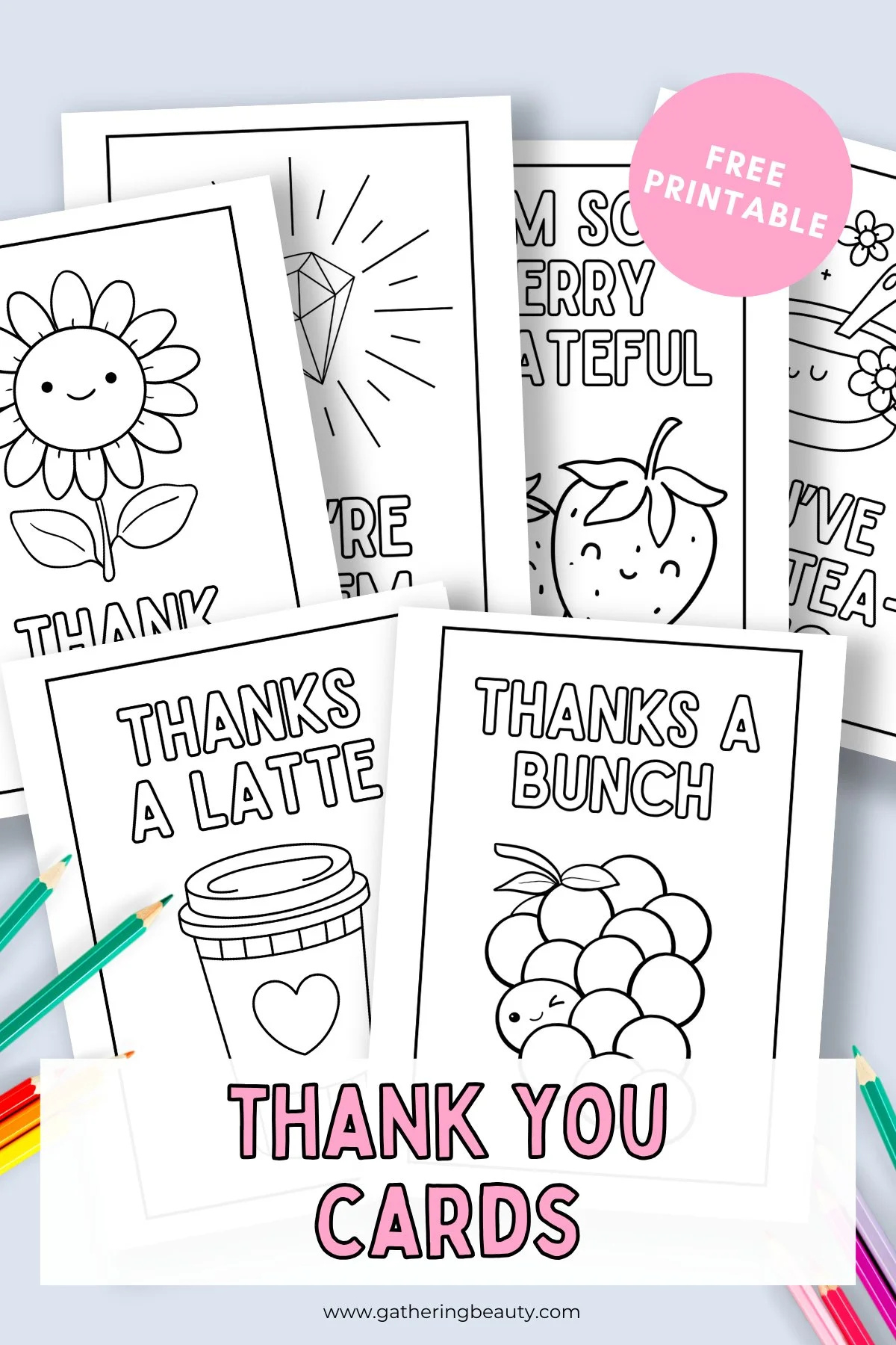 Free Printable Thank You Cards To Colour — Gathering Beauty inside Free Printable Thank You Cards For Kids