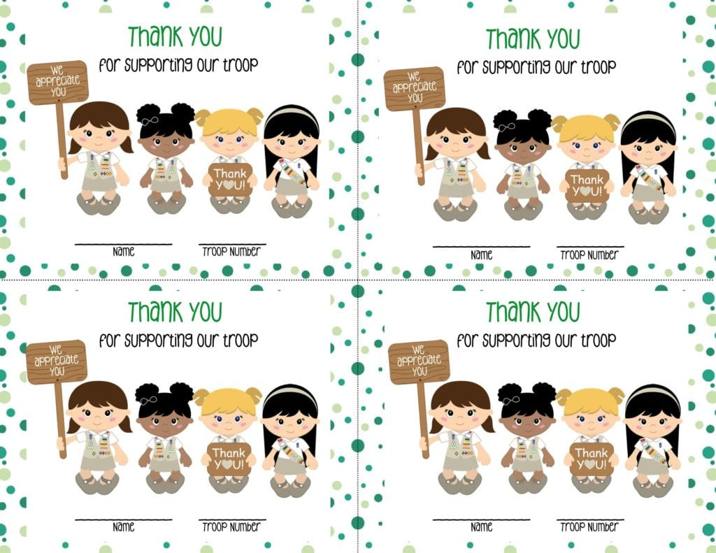Free Thank You Cards For Girl Scouts | Clementine County within Girl Scout Thank You Cards Free Printable