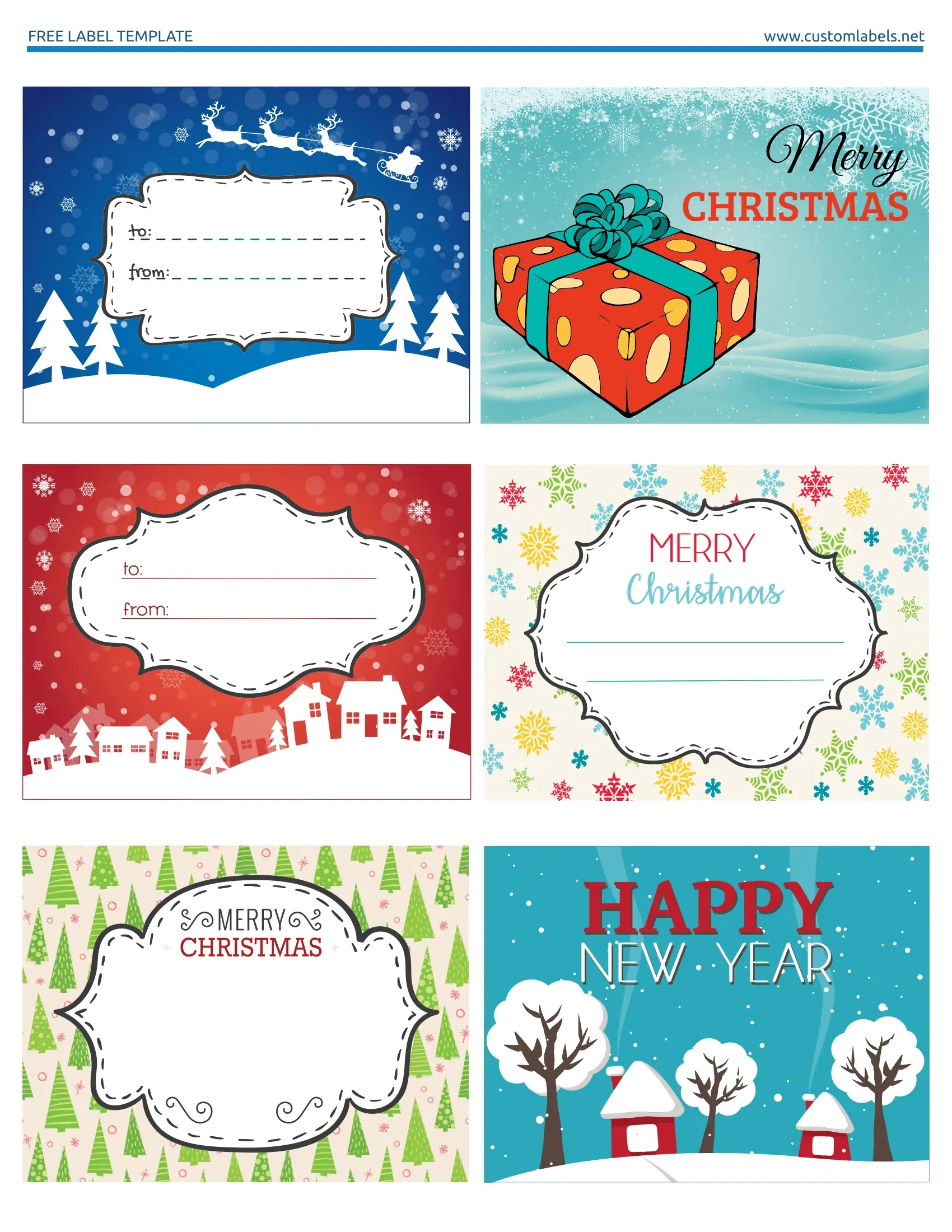 Fun And Colorful Christmas Labels - Free Printables inside Free Printable Christmas Tags Templates Word