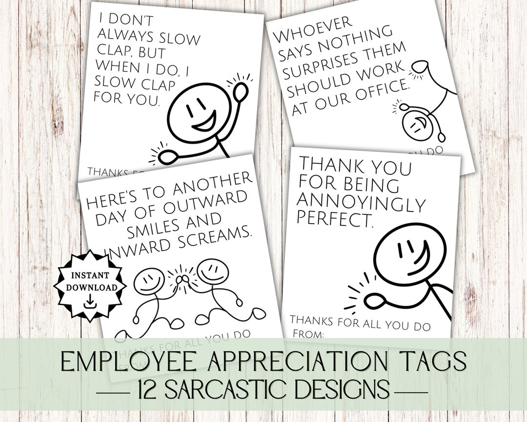 Funny Employee Appreciation Day, Funny Employee Appreciation Cards for Employee Thank You Cards Printable