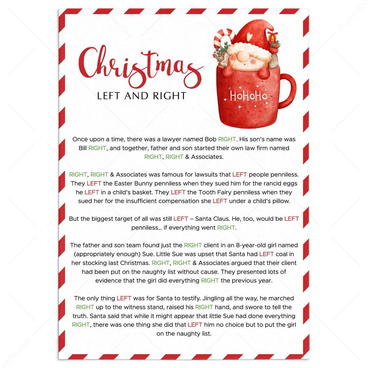 Funny Left Right Christmas Game | Instant Download with regard to Naughty Left Right Christmas Game Printable