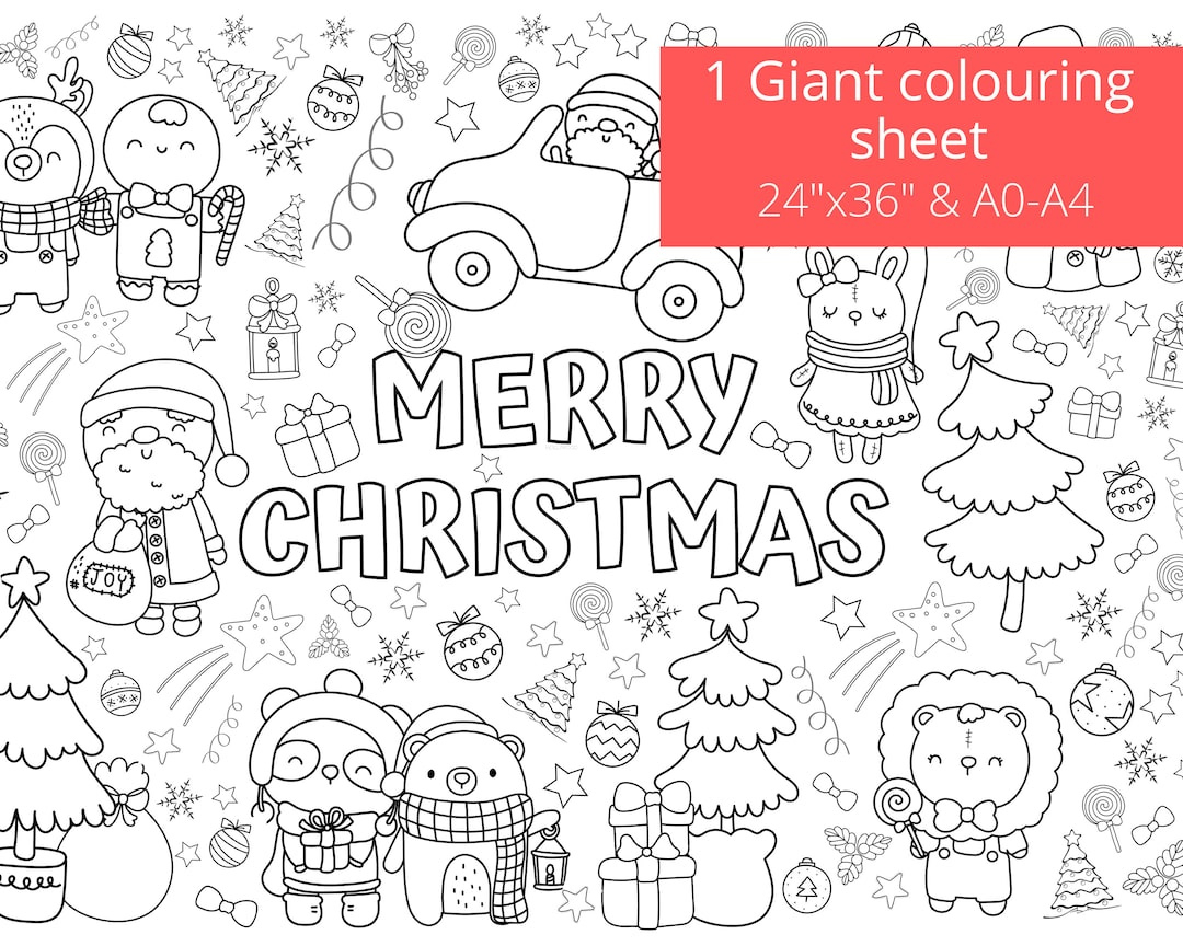 Giant Christmas Coloring Page, Printable Activity Sheet (Digital pertaining to Christmas Colouring Pages Printable