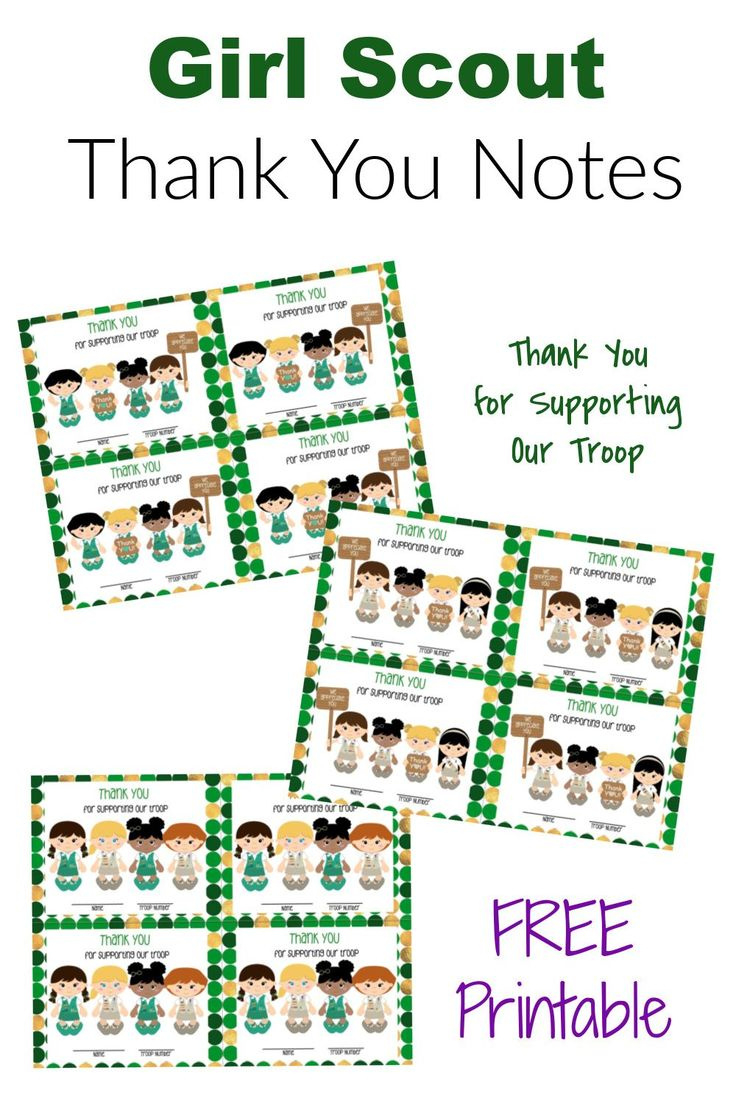 Girl Scout Thank You Notes with regard to Girl Scout Thank You Cards Free Printable