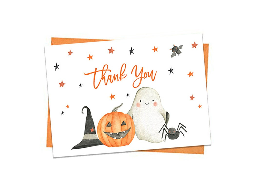 Halloween Thank You Card, Printable Thank You Notes, A Little Boo regarding Halloween Thank You Cards Printable