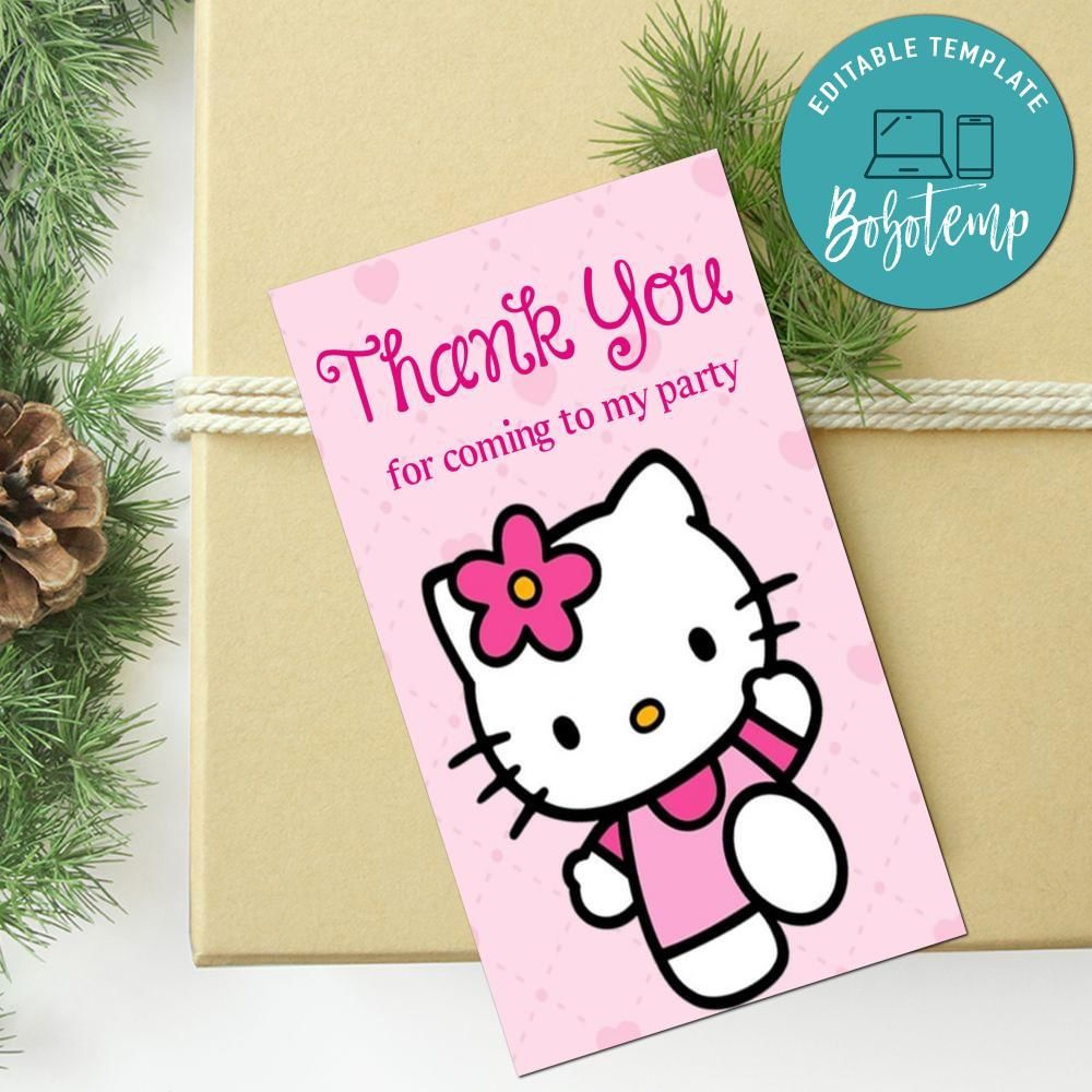 Hello Kitty Thank You Tag Customizable Template | Bobotemp within Hello Kitty Thank You Cards Printable Free