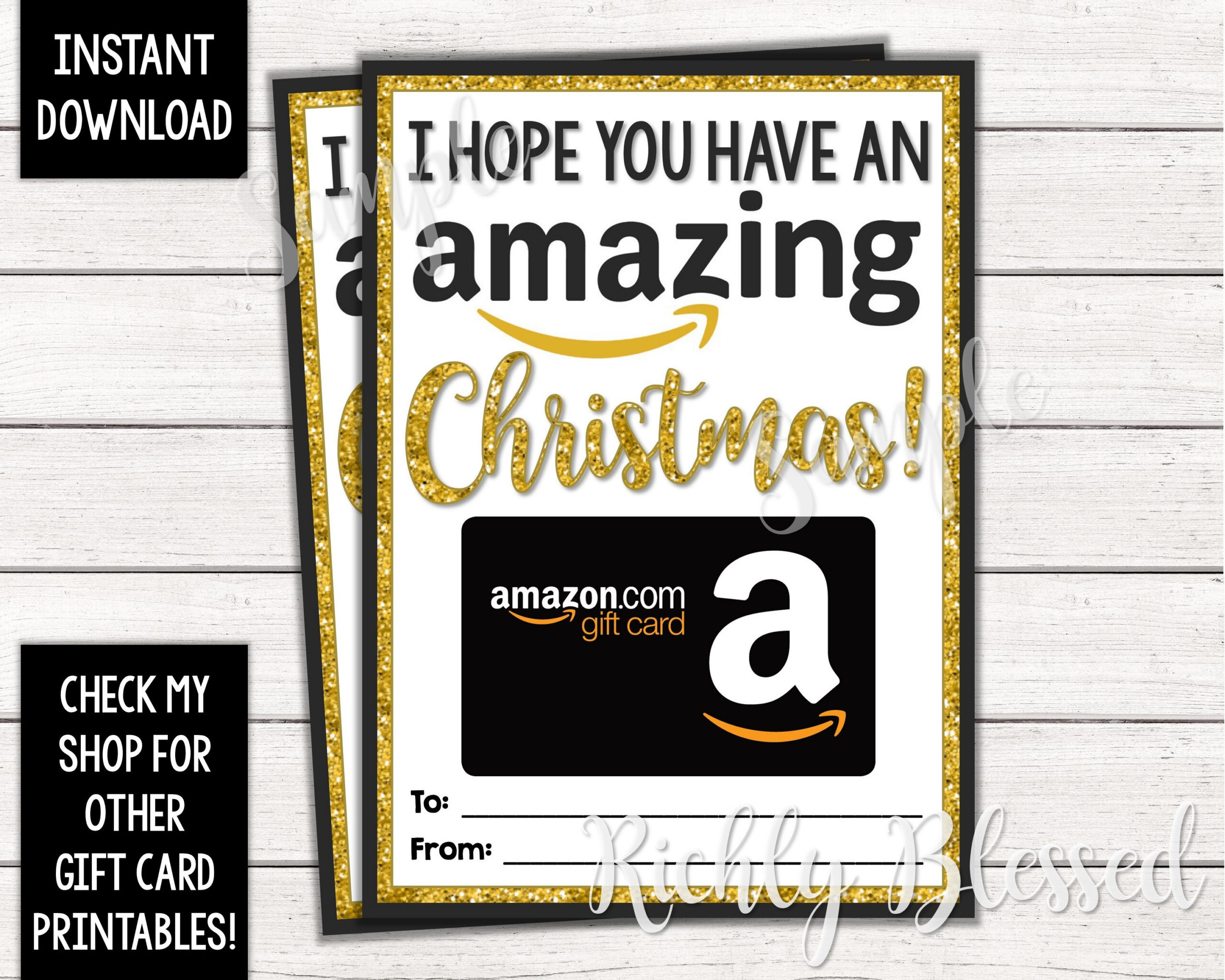 Instant Download Amazon Gift Card Christmas Card Holder Gift Card regarding Amazon Gift Card Merry Christmas Printable