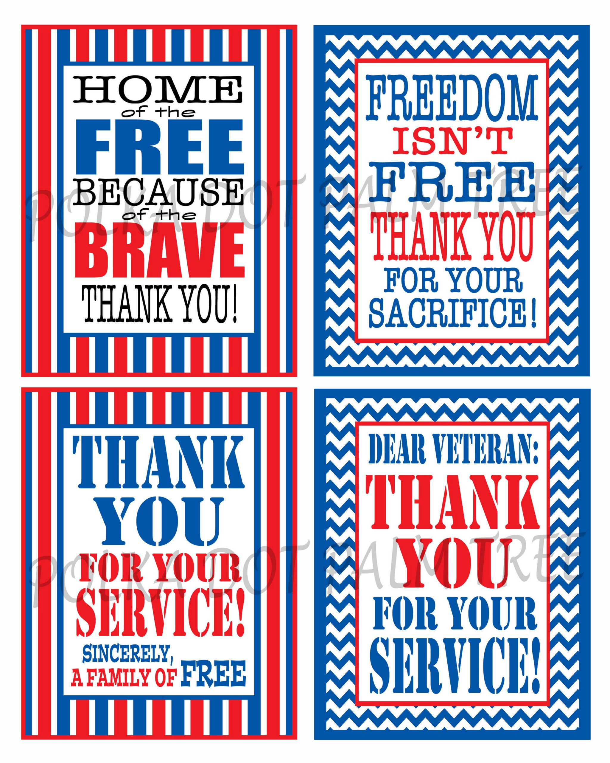 Instant Download Printable Veteran Military Patriotic Thank You in Thank You For Your Service Cards Printable