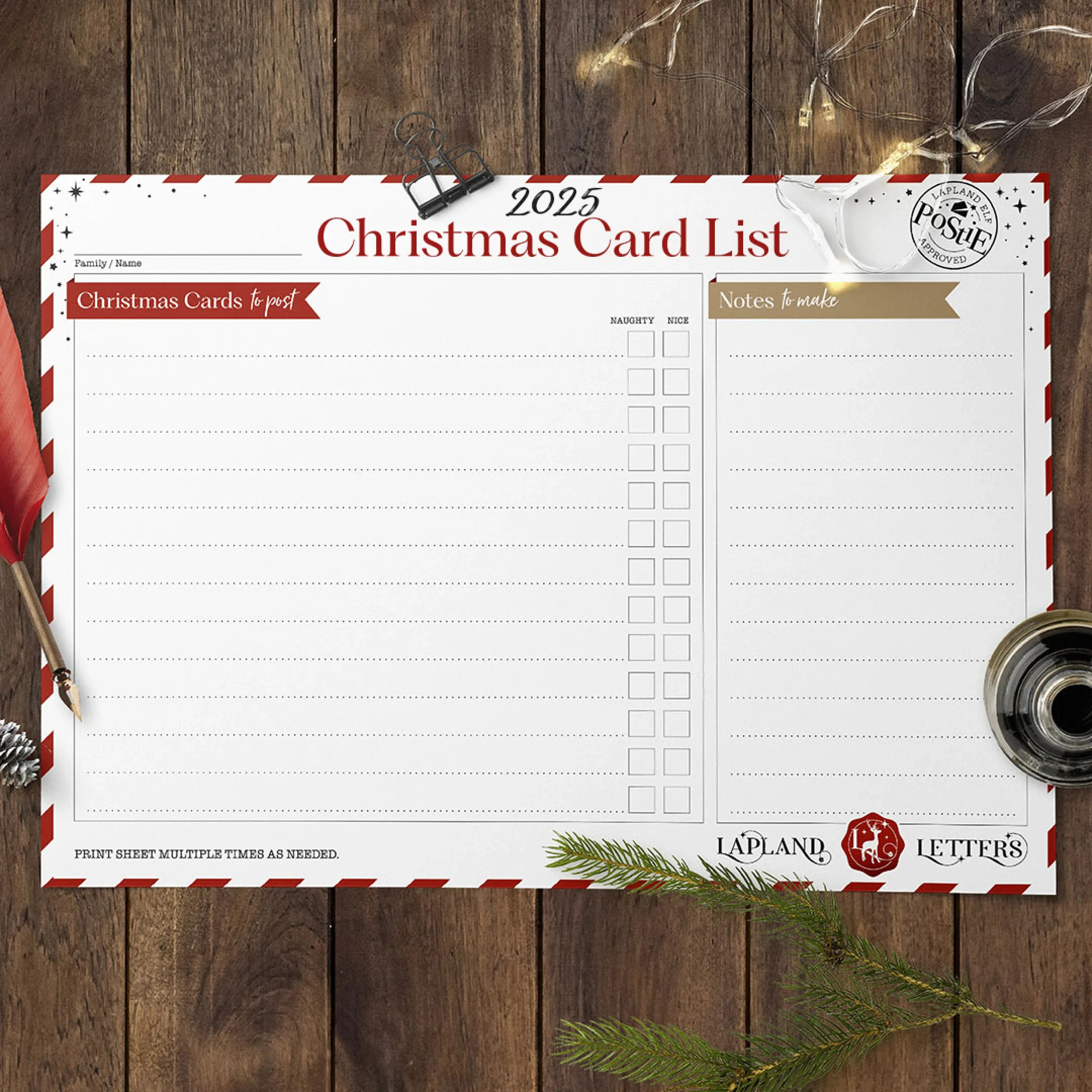 Lapland 2025 Christmas Planner | Lapland Letters intended for Printable Christmas Card List 2025