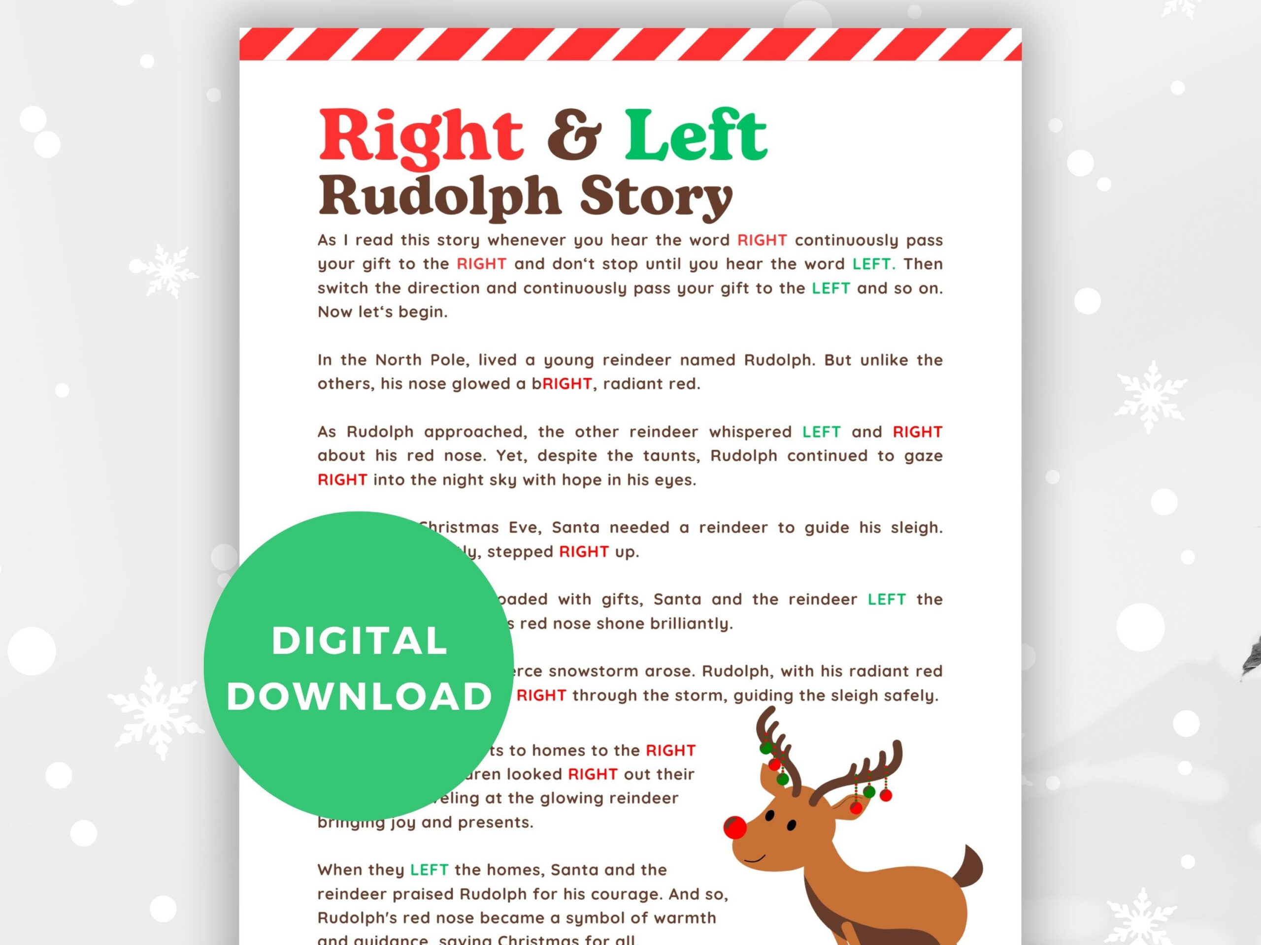 Left Right Christmas Game | Right Left Christmas Game | Rudolph pertaining to Rudolph Left Right Christmas Game Printable