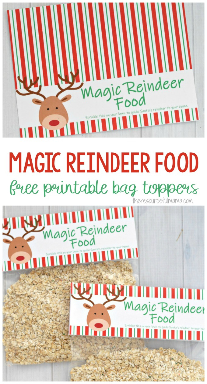 Magic Reindeer Food {Printable Bag Topper} - The Resourceful Mama inside Free Reindeer Food Printable Bag Topper