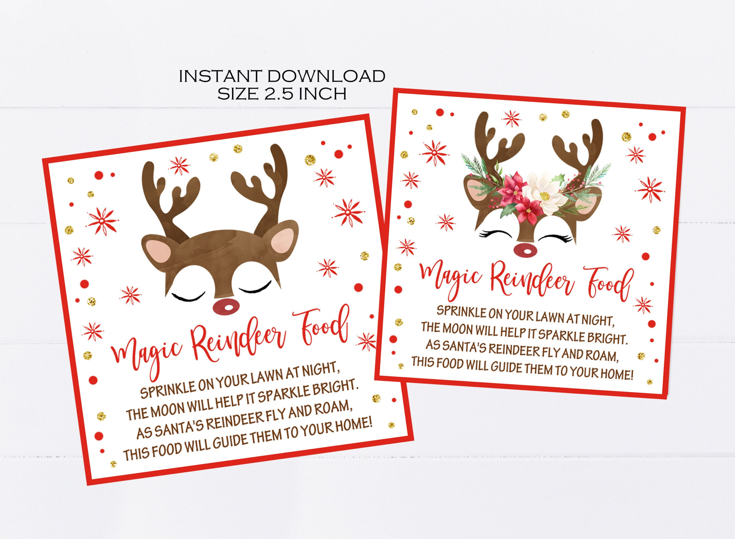 Magic Reindeer Food Tags Printable, Christmas Party Favors intended for Reindeer Food Printable Labels