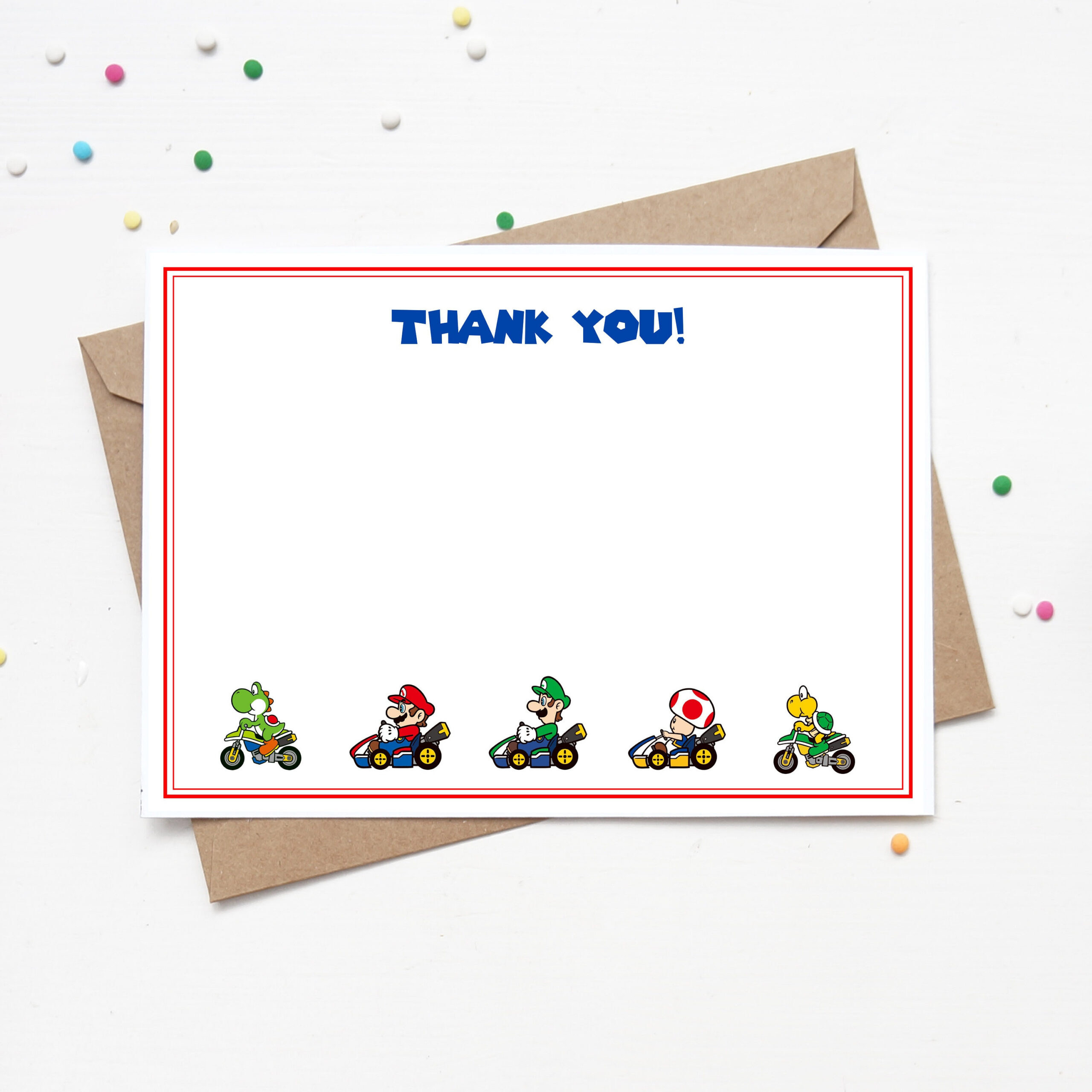 Mario Kart Thank You Card | Instant Download - Etsy.de pertaining to Mario Thank You Cards Printable