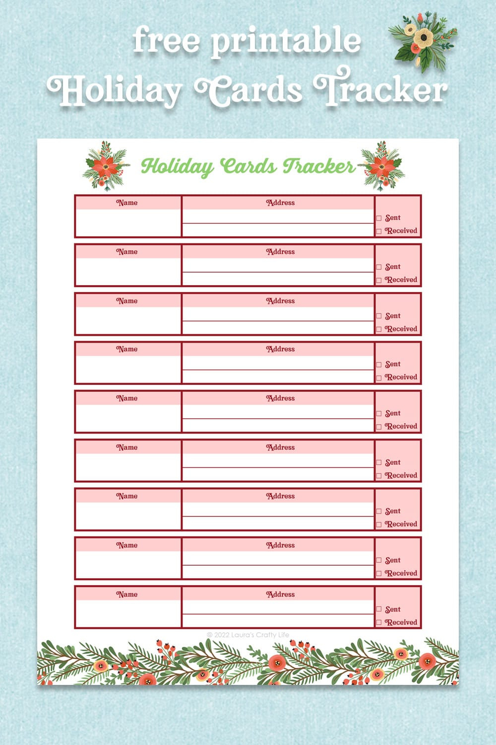 Organize Your Holiday Cards for Free Printable Christmas Card Address List