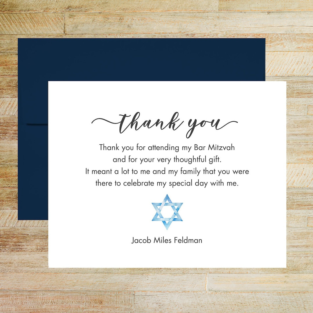 Personalized Bar And Bat Mitzvah Thank You Cards, Set Of 25 Cards regarding Bar Mitzvah Thank You Cards Printable