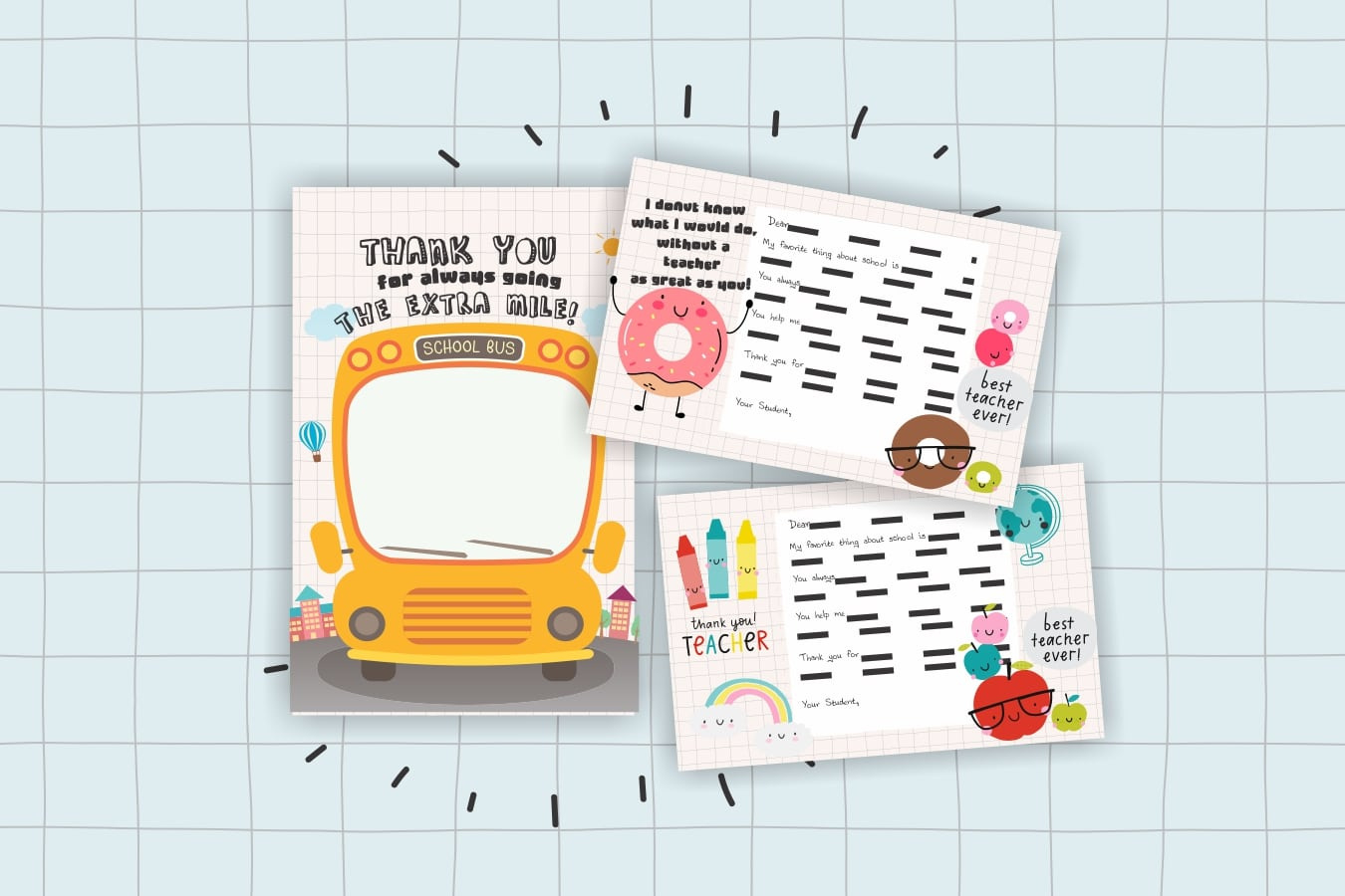 Print These Adorable Teacher &amp;amp; Bus Driver Thank You Cards. Free for Free Printable Thank You Cards For Bus Driver