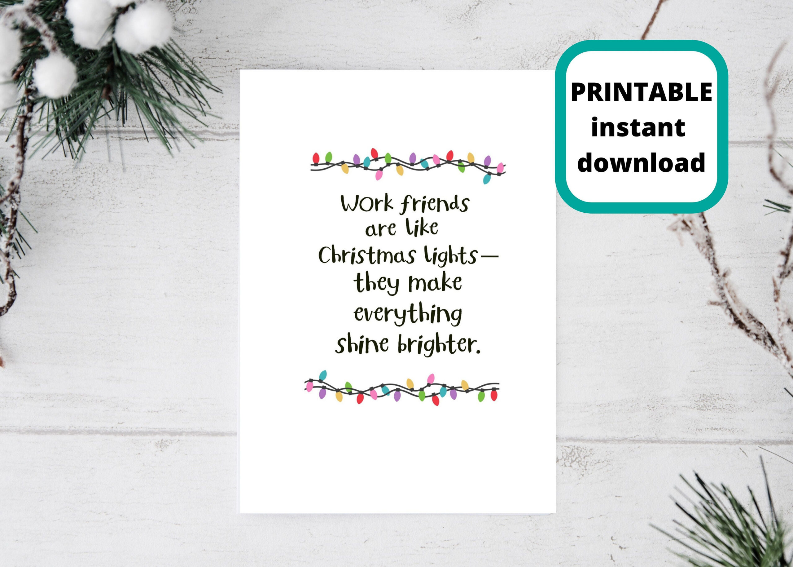 Printable Christmas Card For Coworker: Work Friends (Digital with Printable Christmas Card For Coworker