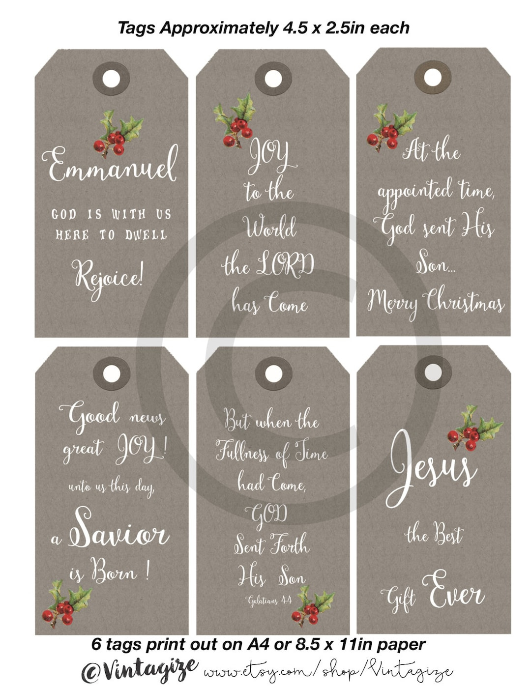 Printable Christmas Christian Religious Gift Tags. Neutral Kraft in Religious Christmas Gift Tags Printable