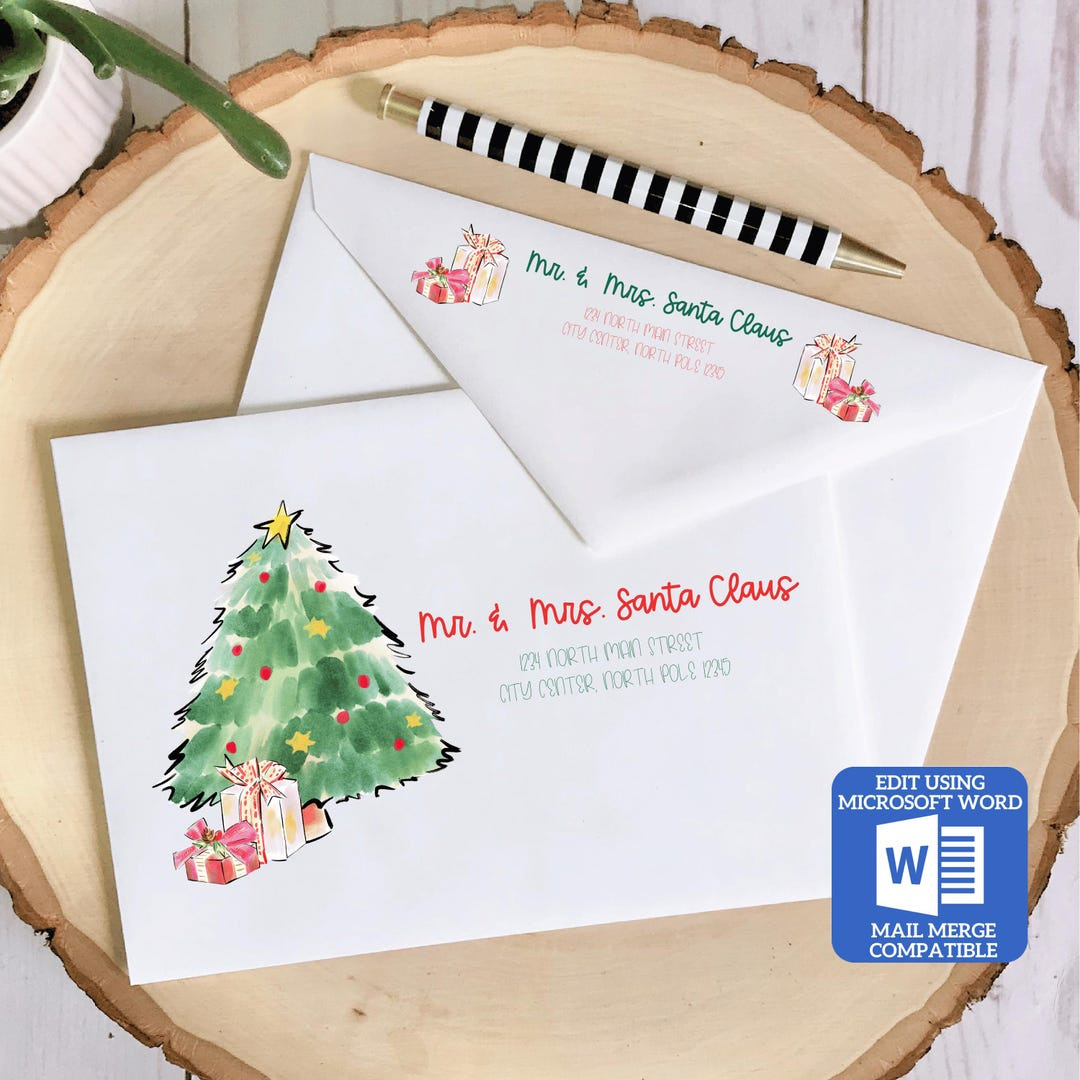 Printable Christmas Envelope Template | Christmas Tree Design with regard to Printable Christmas Card Envelopes 5X7