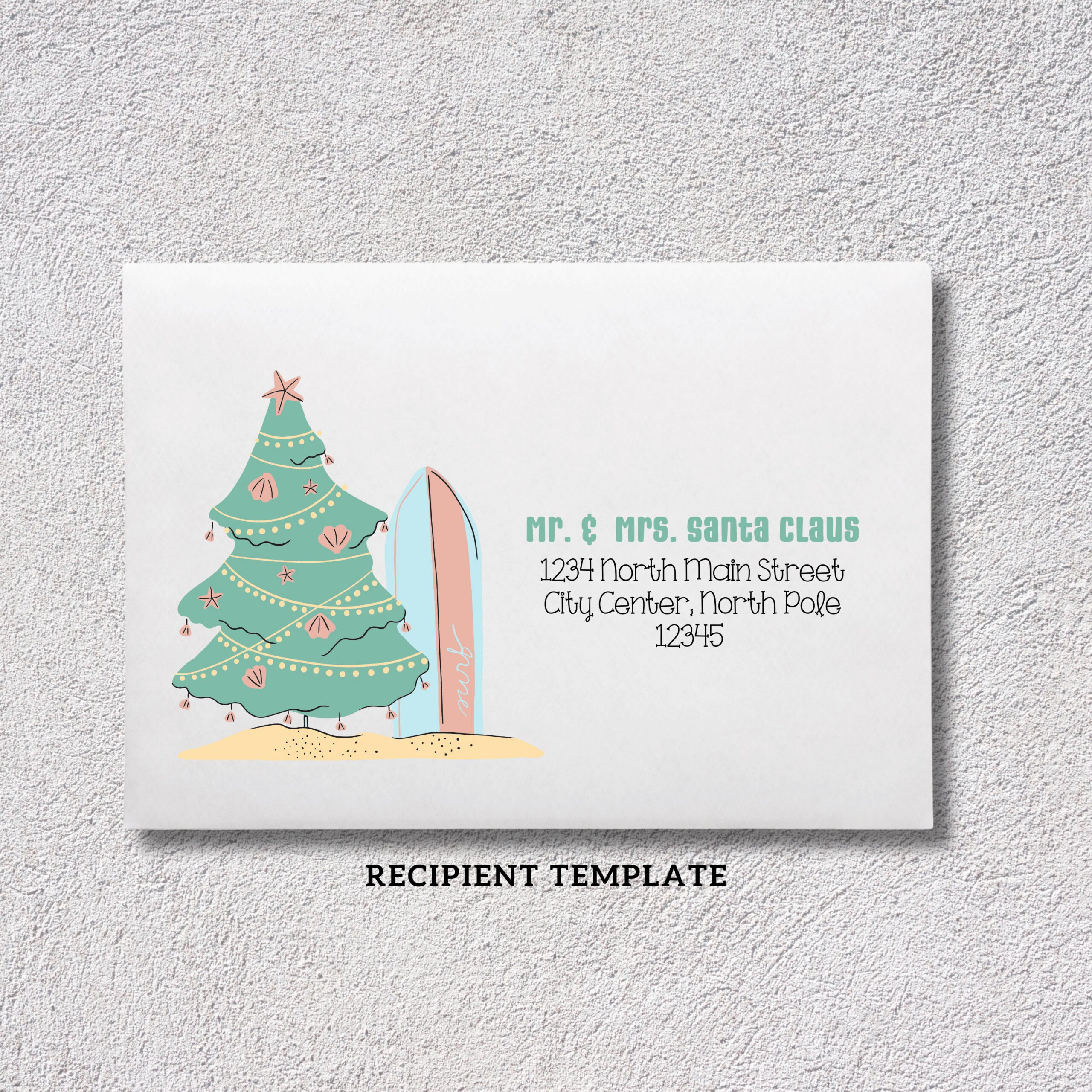 Printable Christmas Envelope Template | Hawaiian Holiday Design regarding Printable Christmas Card Envelopes 5X7