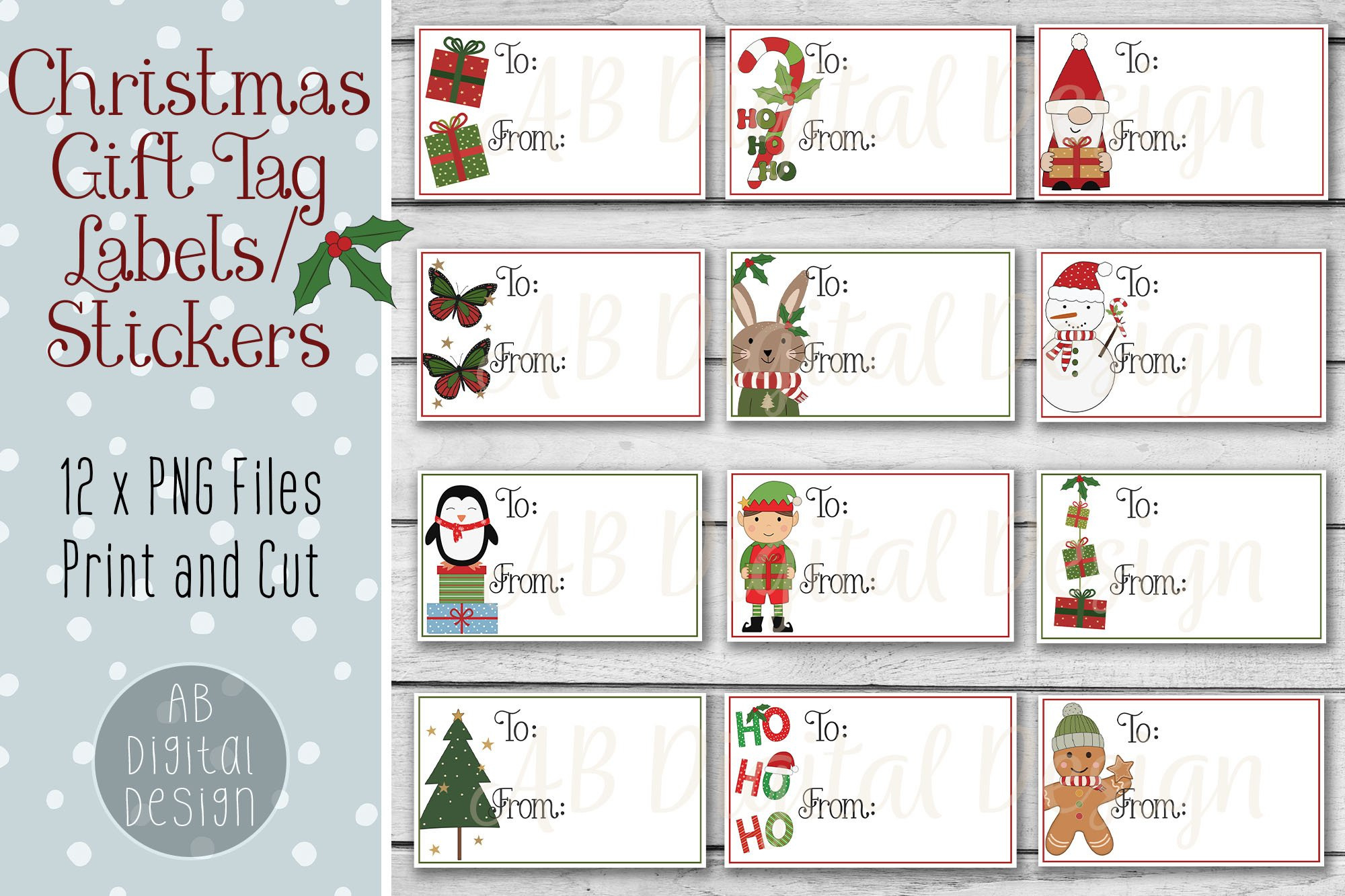 Printable Christmas Gift Tag Labels For Print And Cut intended for Printable Christmas Sticker Gift Tags