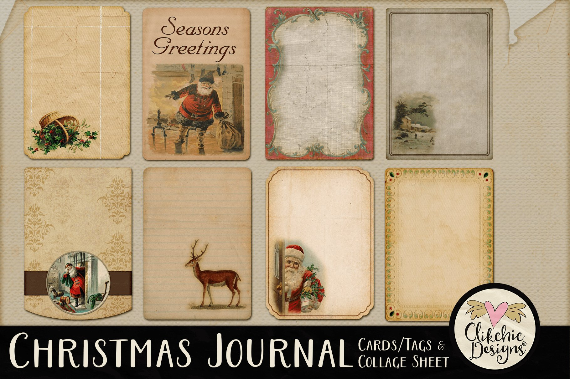 Printable Christmas Tags - Vintage Christmas Journal Cards regarding Printable Vintage Christmas Tags