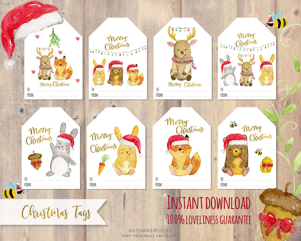 Printable Christmas Tags With Cute Woodland Animals regarding Cute Christmas Gift Tags Printable