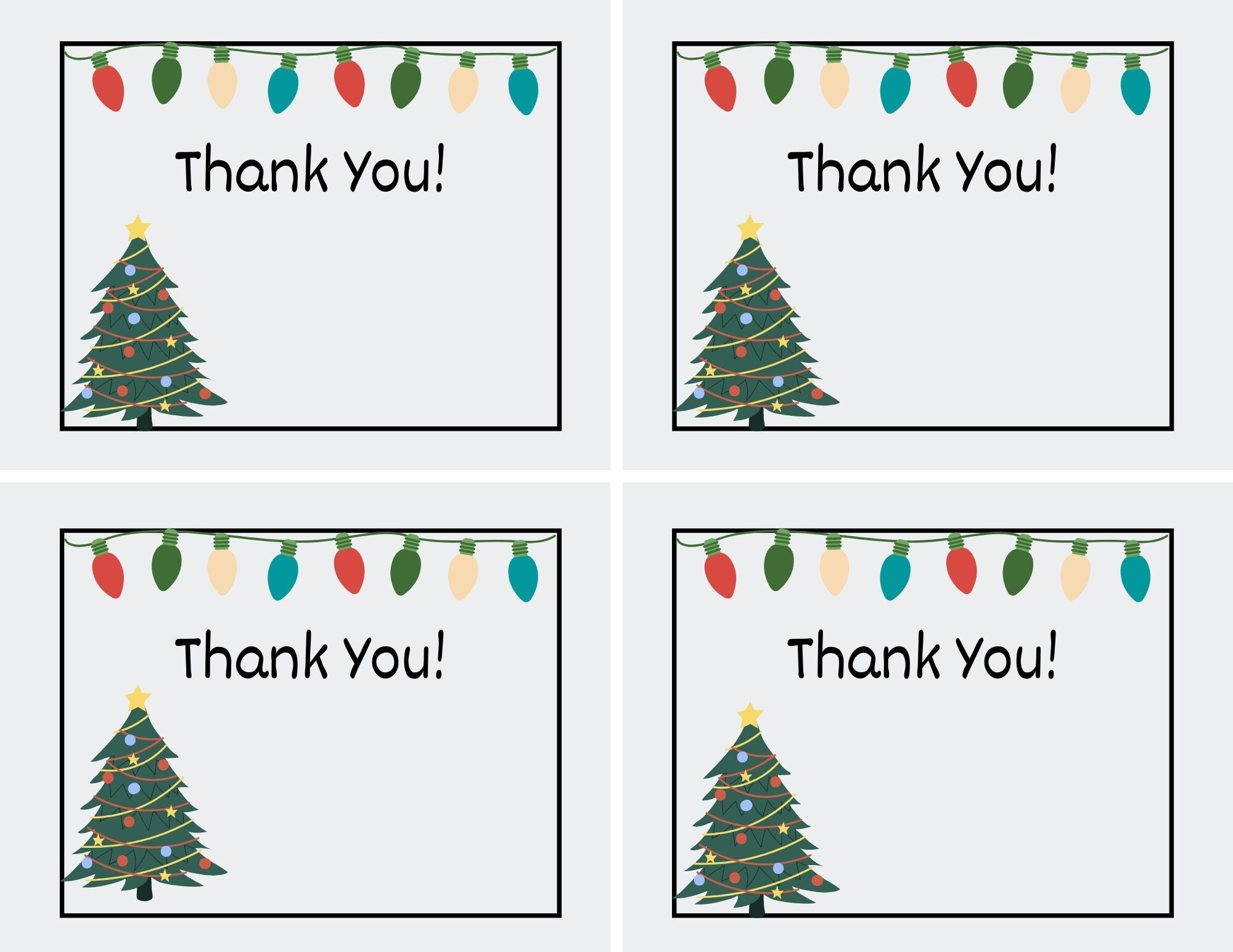 Printable Christmas Thank You Cards For Teachers, Students, Or in Christmas Thank You Cards Printable