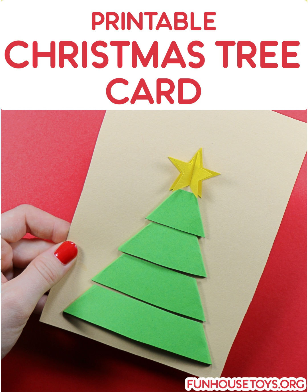 Printable Christmas Tree Card For Kids with Printable Christmas Card Craft