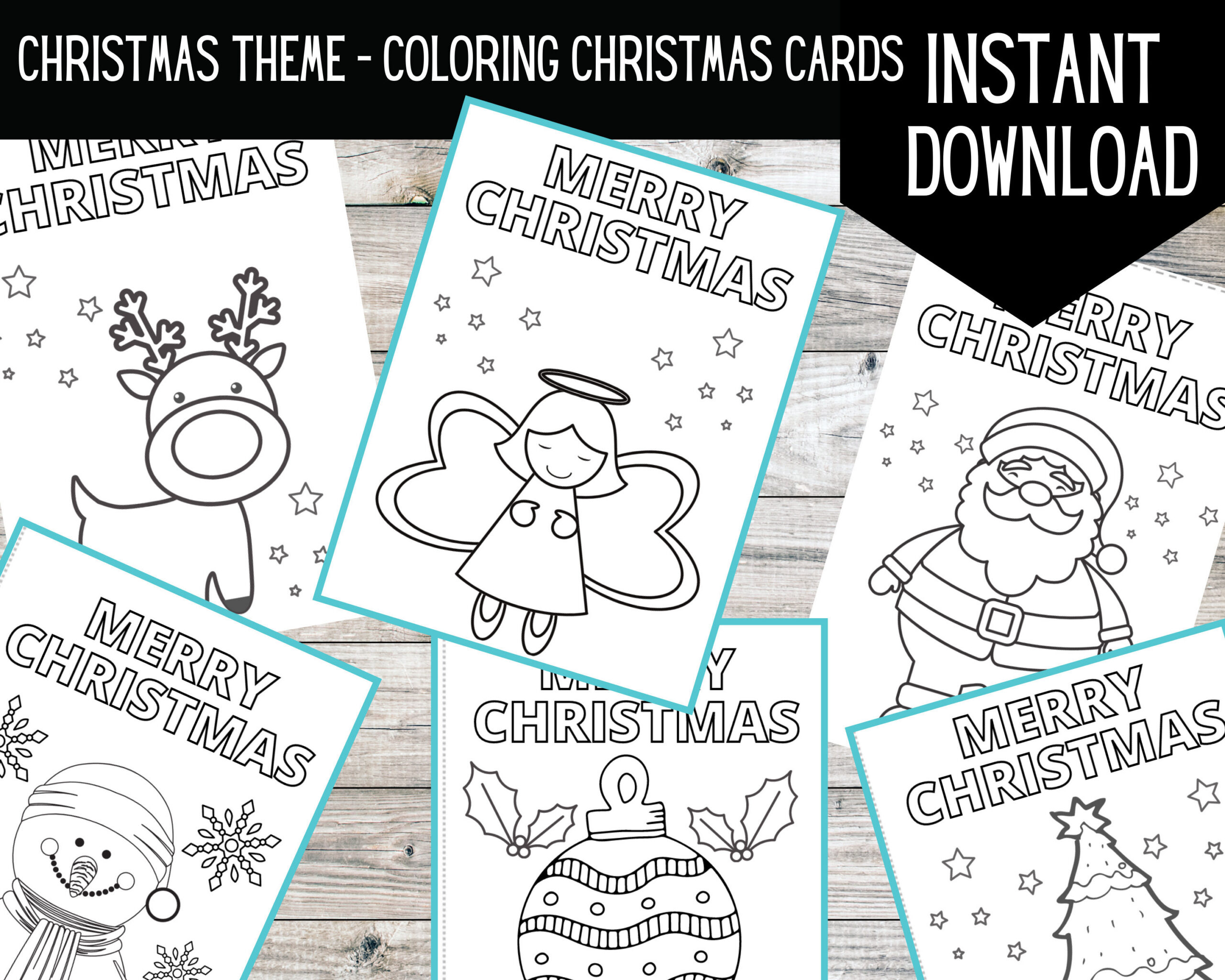 Printable Colouring Christmas Cards | Digital Download | Christmas for Printable Christmas Card For Kids to Color