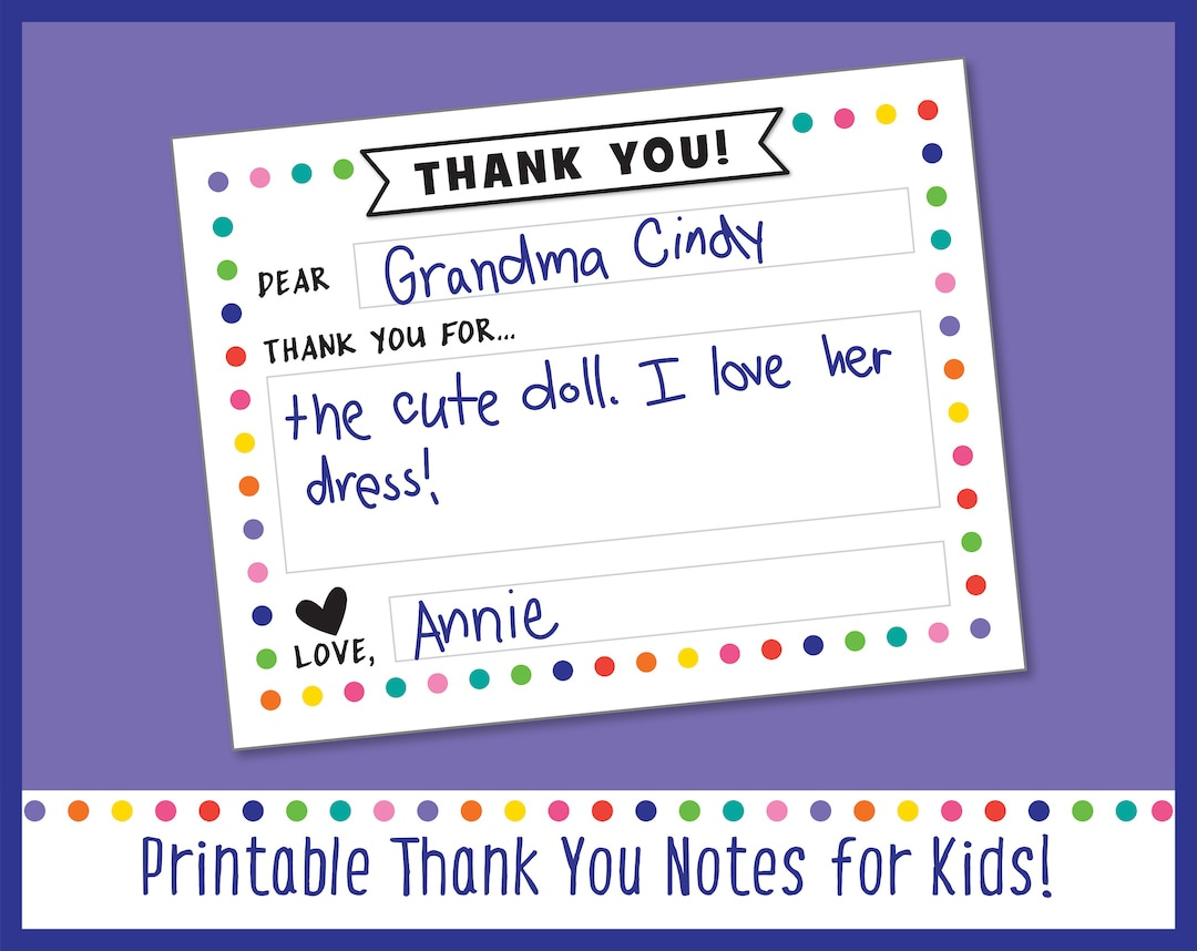 Printable Kids Thank You Note Template, Kids Thank You Card Fill intended for Kid Thank You Cards Free Printable