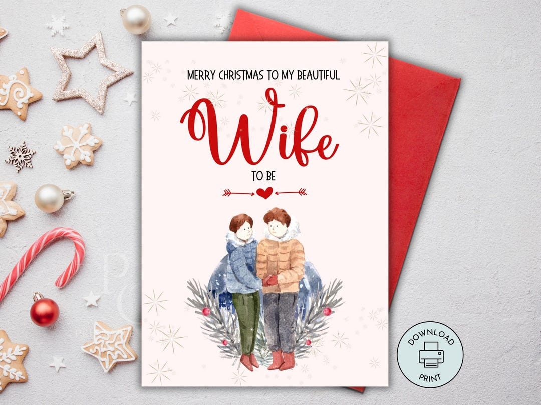 Printable Romantic Christmas Card For Wife To Be, Fiancée for Printable Christmas Card For Wife with Love
