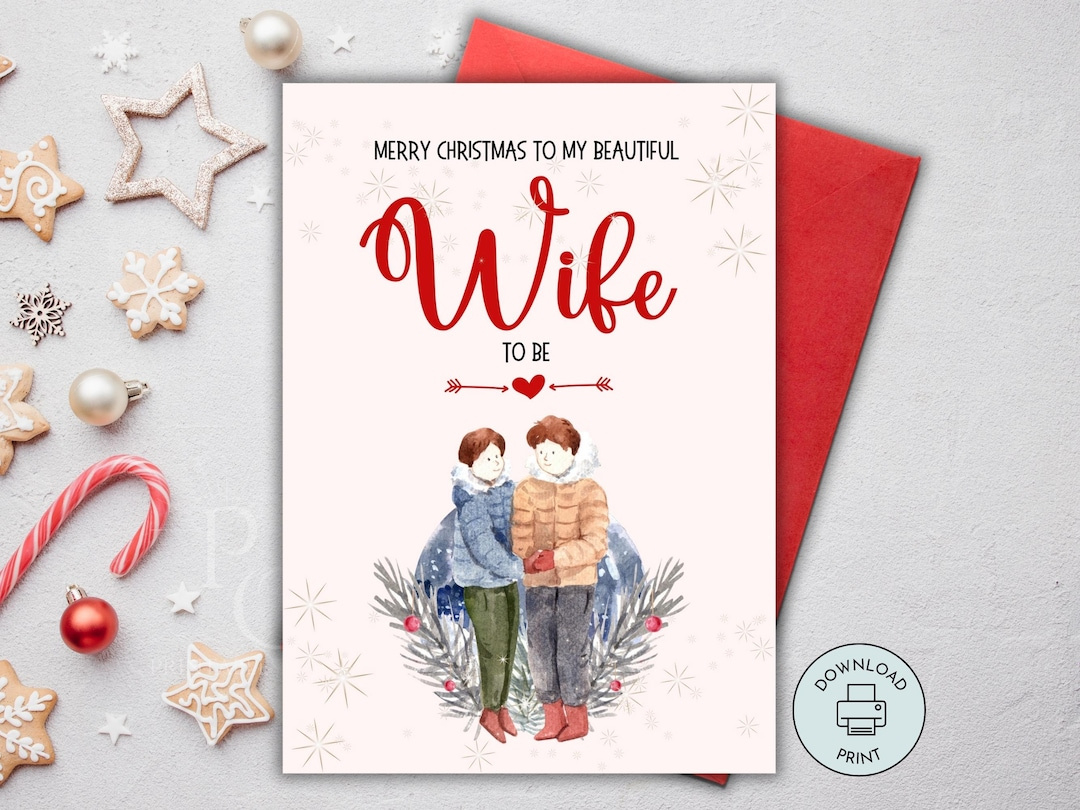 Printable Romantic Christmas Card For Wife To Be, Fiancée pertaining to Printable Christmas Card For Wife