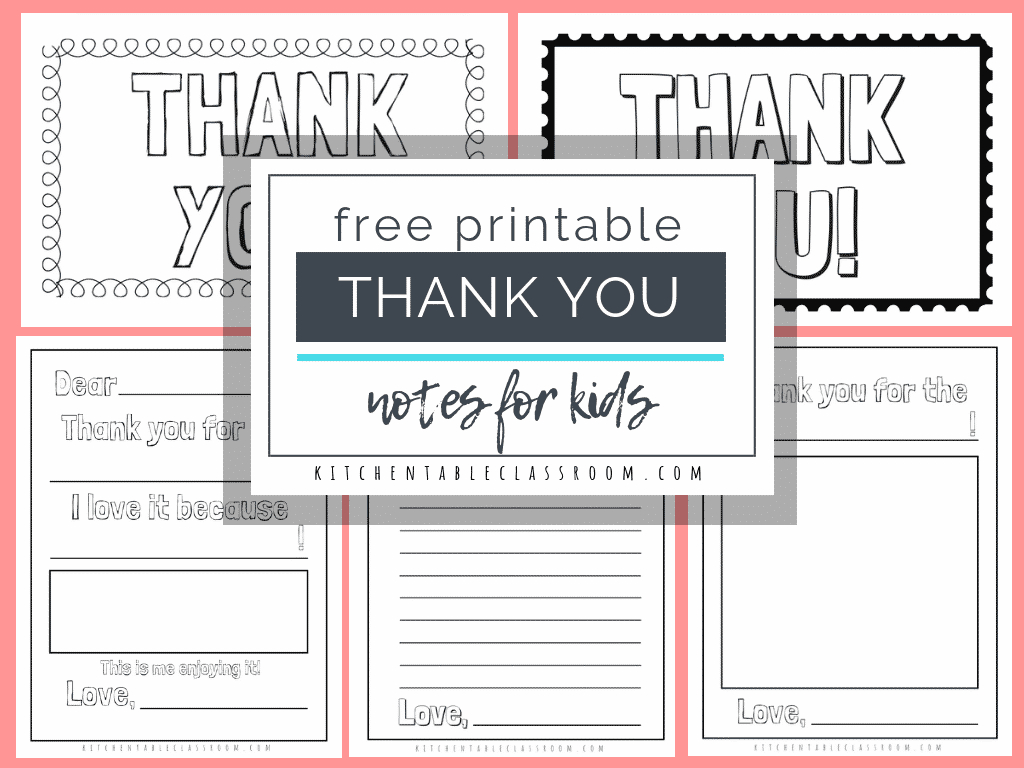 Printable Thank You Cards For Kids - The Kitchen Table Classroom intended for Kid Thank You Cards Free Printable