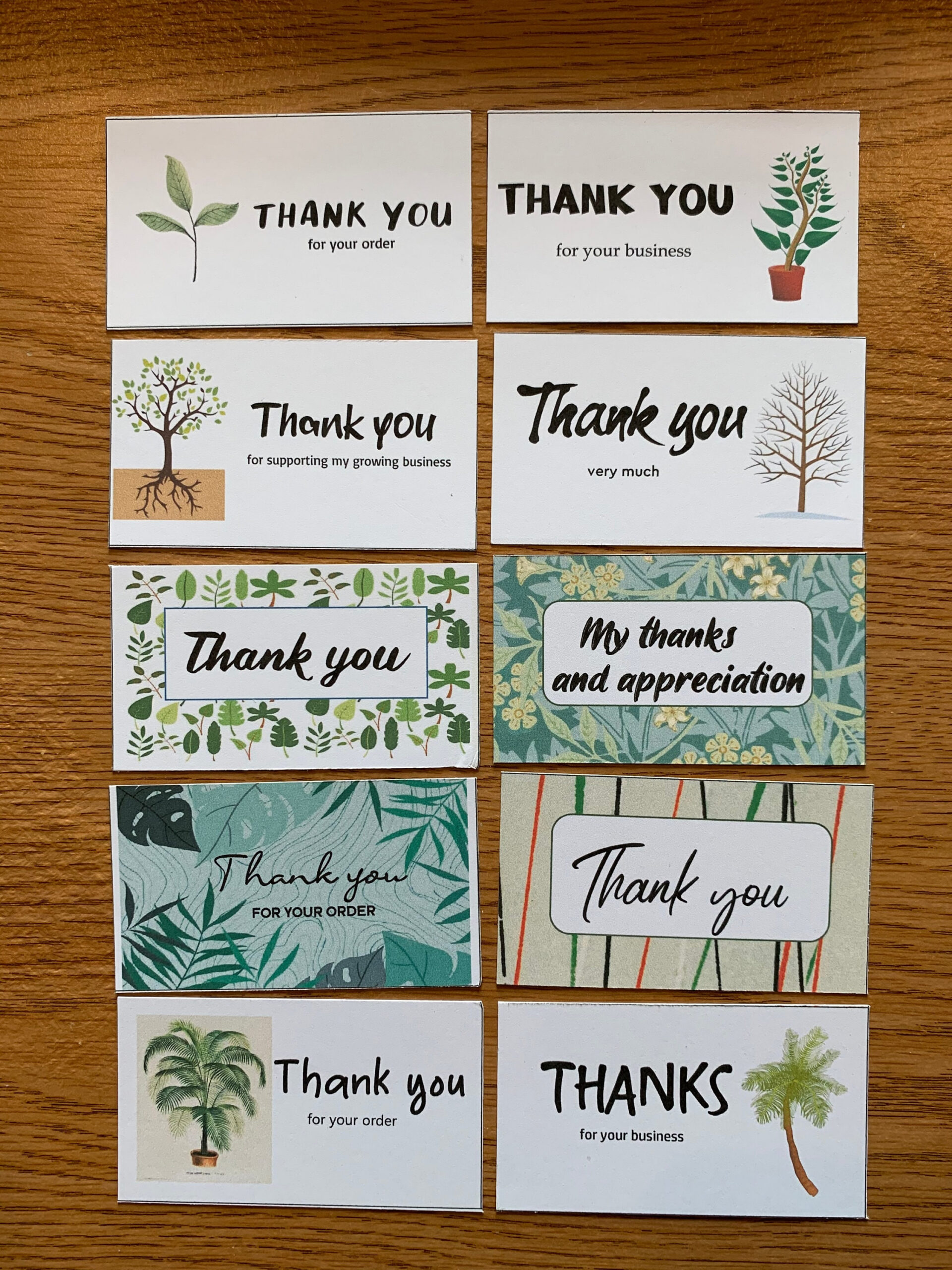 Printable Thank You For Your Order Cards, Set Of 10, Mini Cards for Thank You Cards Printable For Business