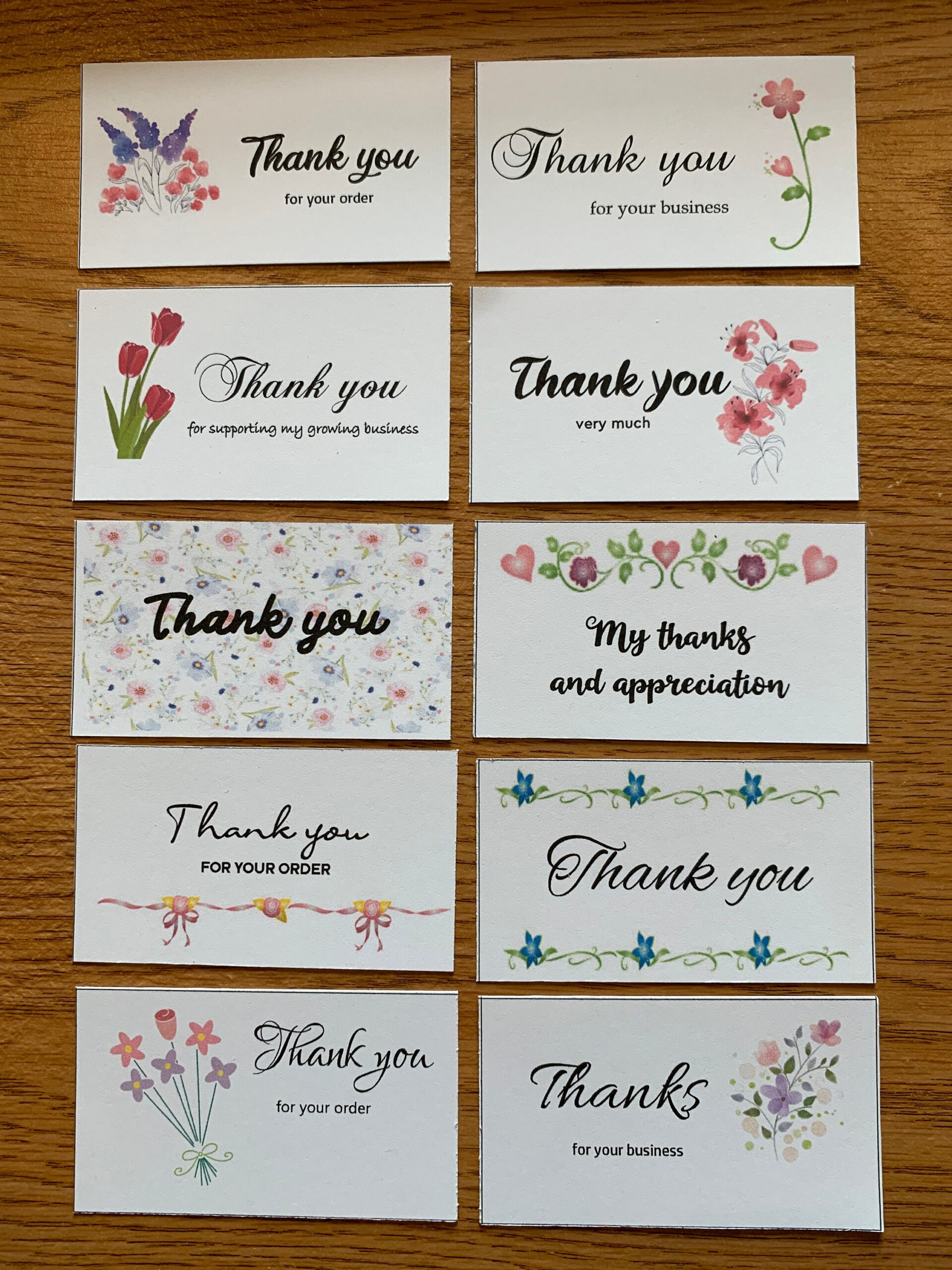 Printable Thank You For Your Order Cards, Set Of 10, Mini Cards within Printable Mini Thank You Cards