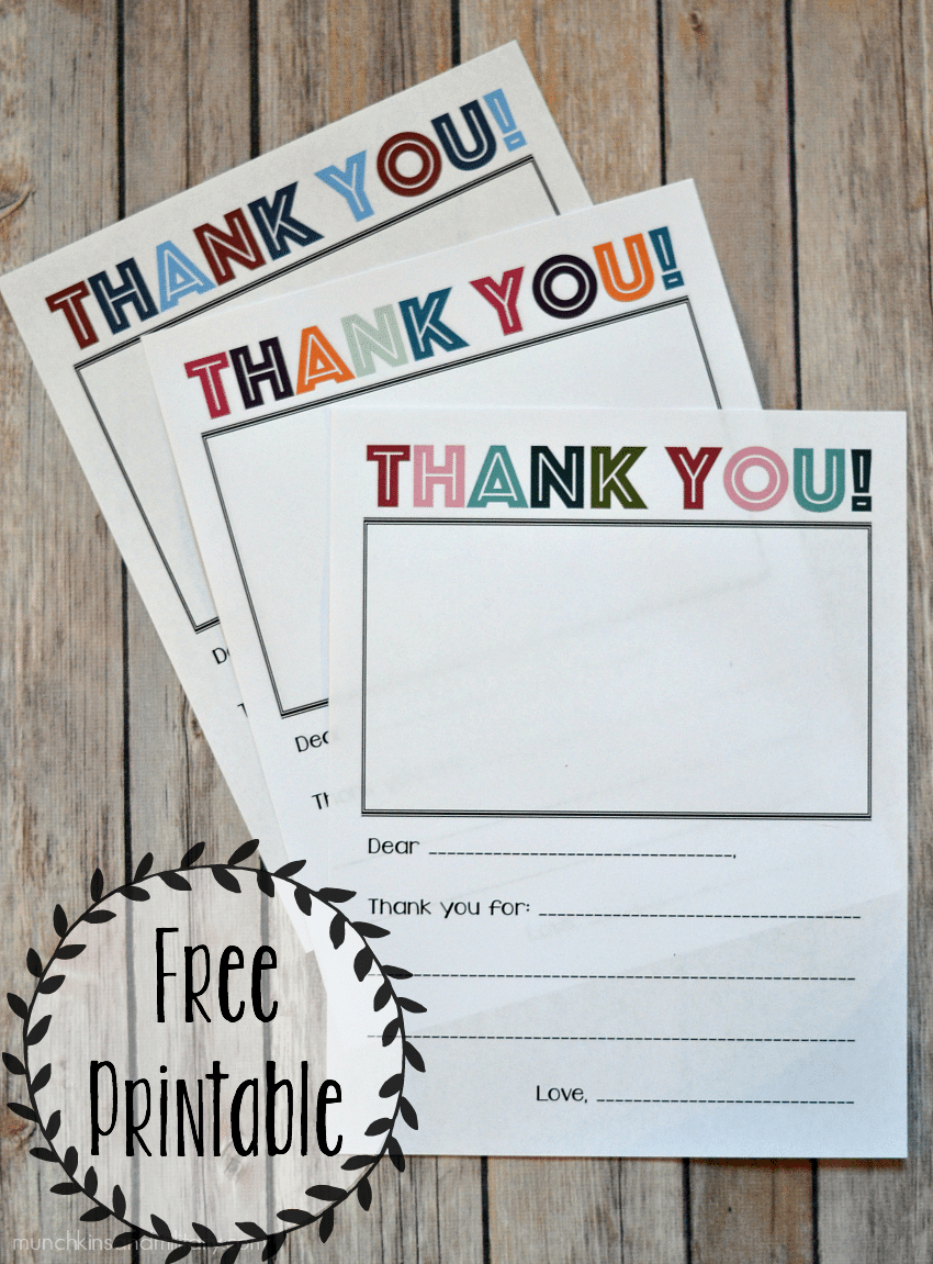 Printable Thank You Note - Three Little Ferns - Family Lifestyle Blog within Free Printable Thank You Cards For Kids