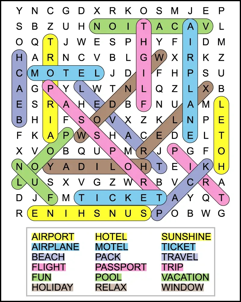 Printable Vacation Word Search For Kids - Tree Valley Academy regarding Holiday Word Search Printable with Answers
