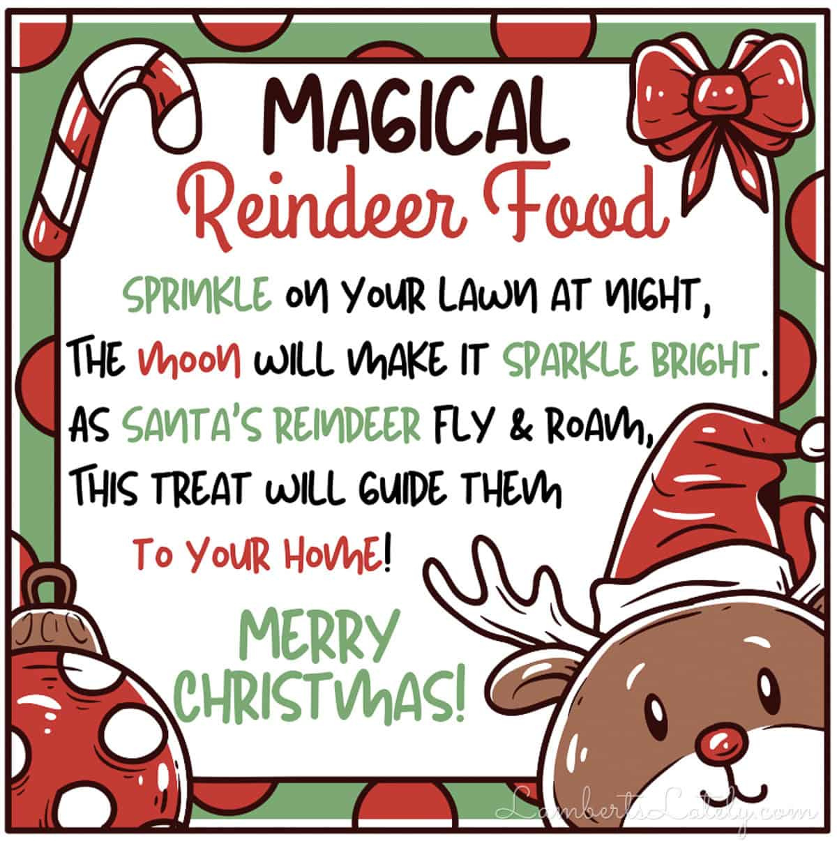 Reindeer Food Recipe & Poem Printable | Lamberts Lately within Reindeer Food Poem Free Printable Tags