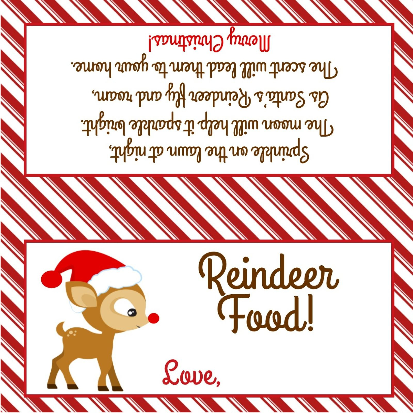 Reindeer Food - Treat Bag Topper - Digital File - You Print! inside Free Reindeer Food Printable Bag Topper