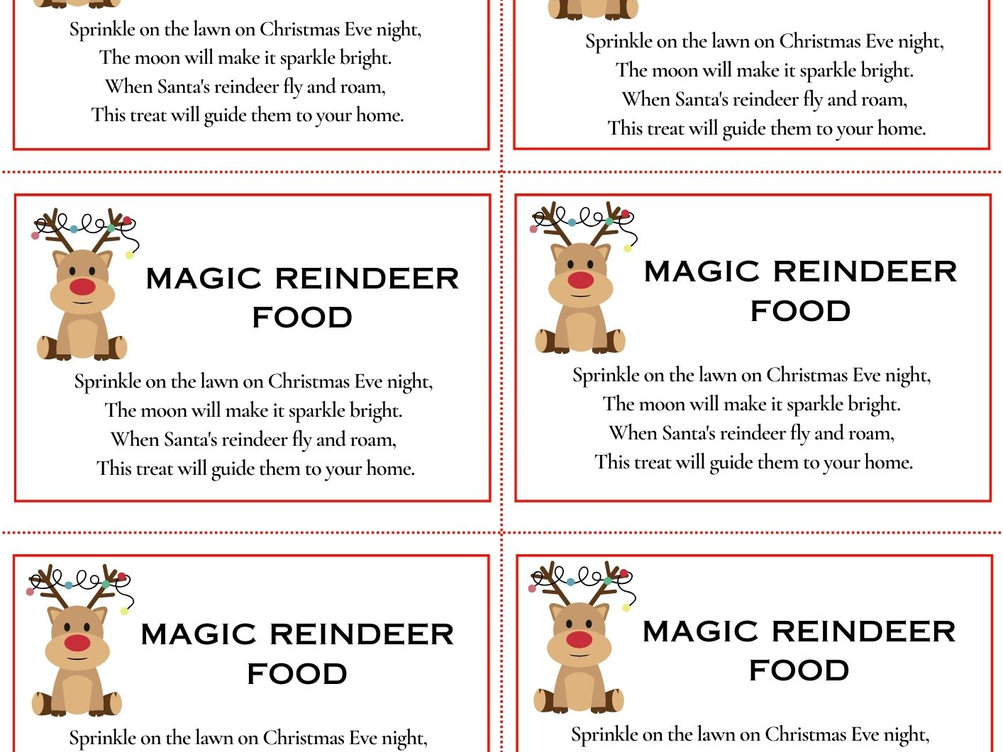 Reindeer Food - Veggie Desserts for Magic Reindeer Food Recipe Printable