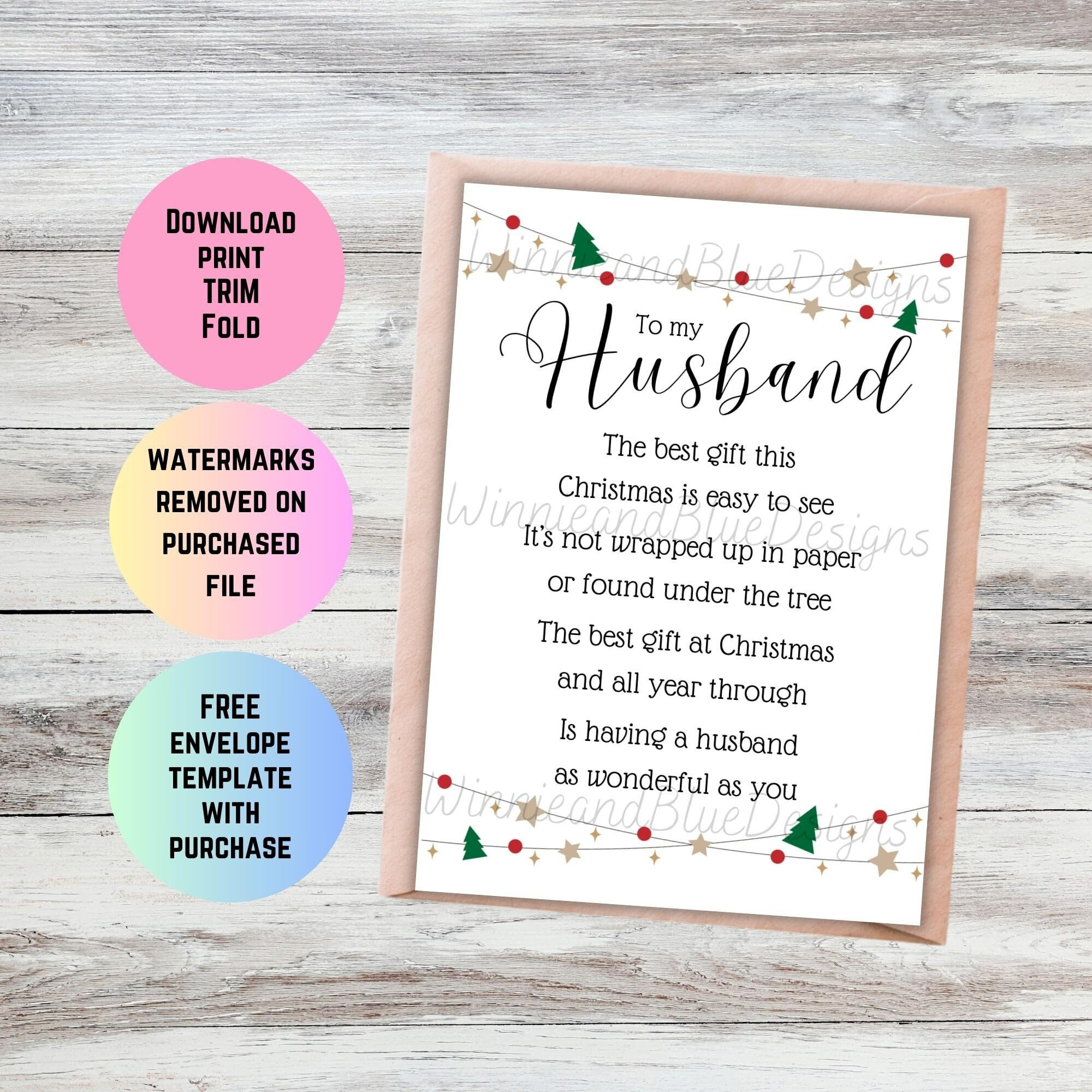 Romantic Christmas Poem Card For Husband (Printable Pdf) with regard to Printable Christmas Card Husband