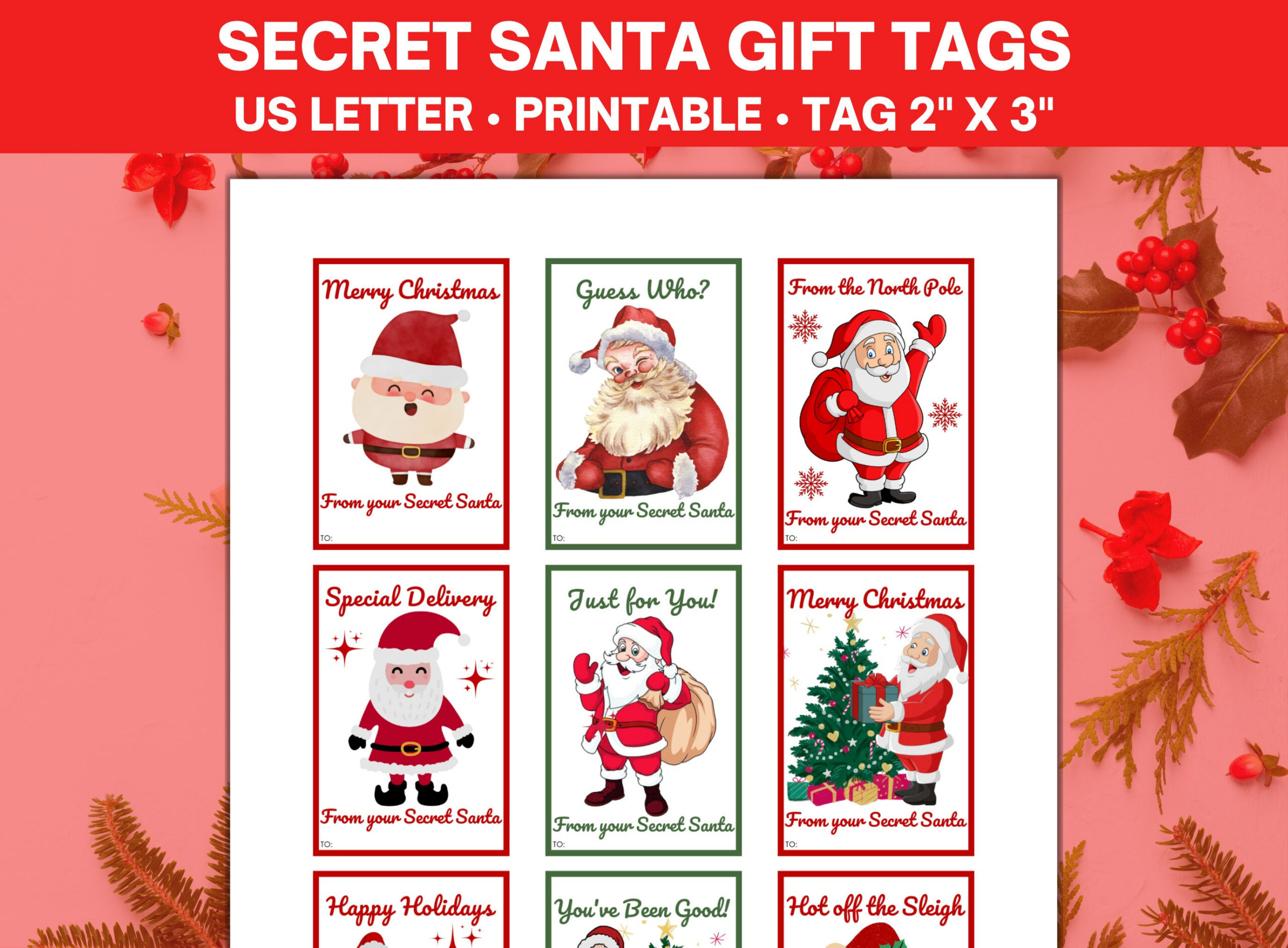 Secret Santa Gift Tags Printable, From Santa Gift Tags, Santa Gift regarding Printable Christmas Tags For Secret Santa