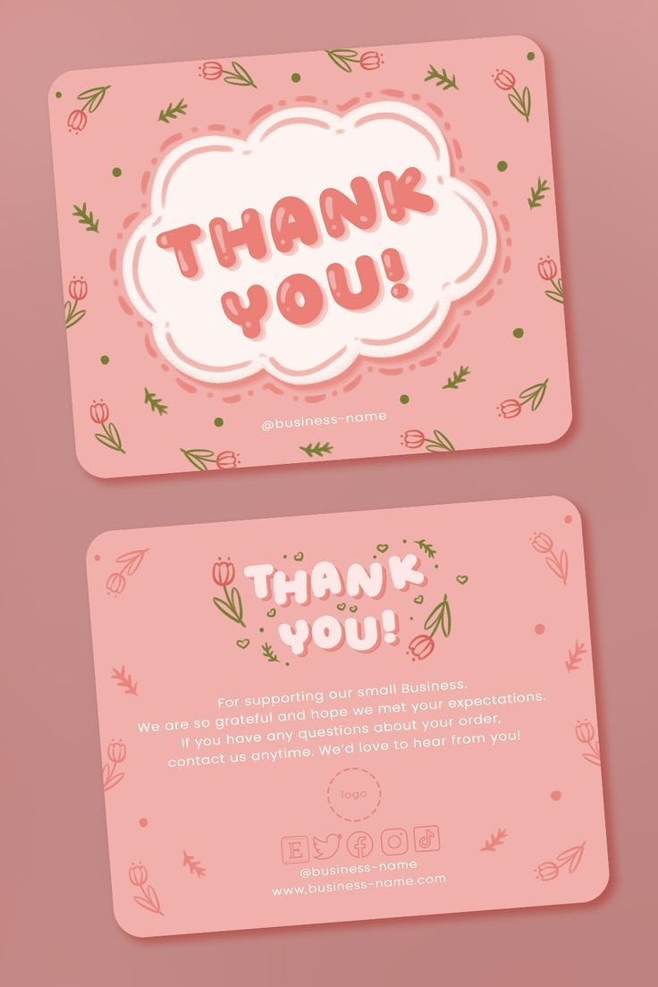 Small Business Thank You Card | Pink Kawaii Thank You Card throughout Pinterest Thank You Cards Printable
