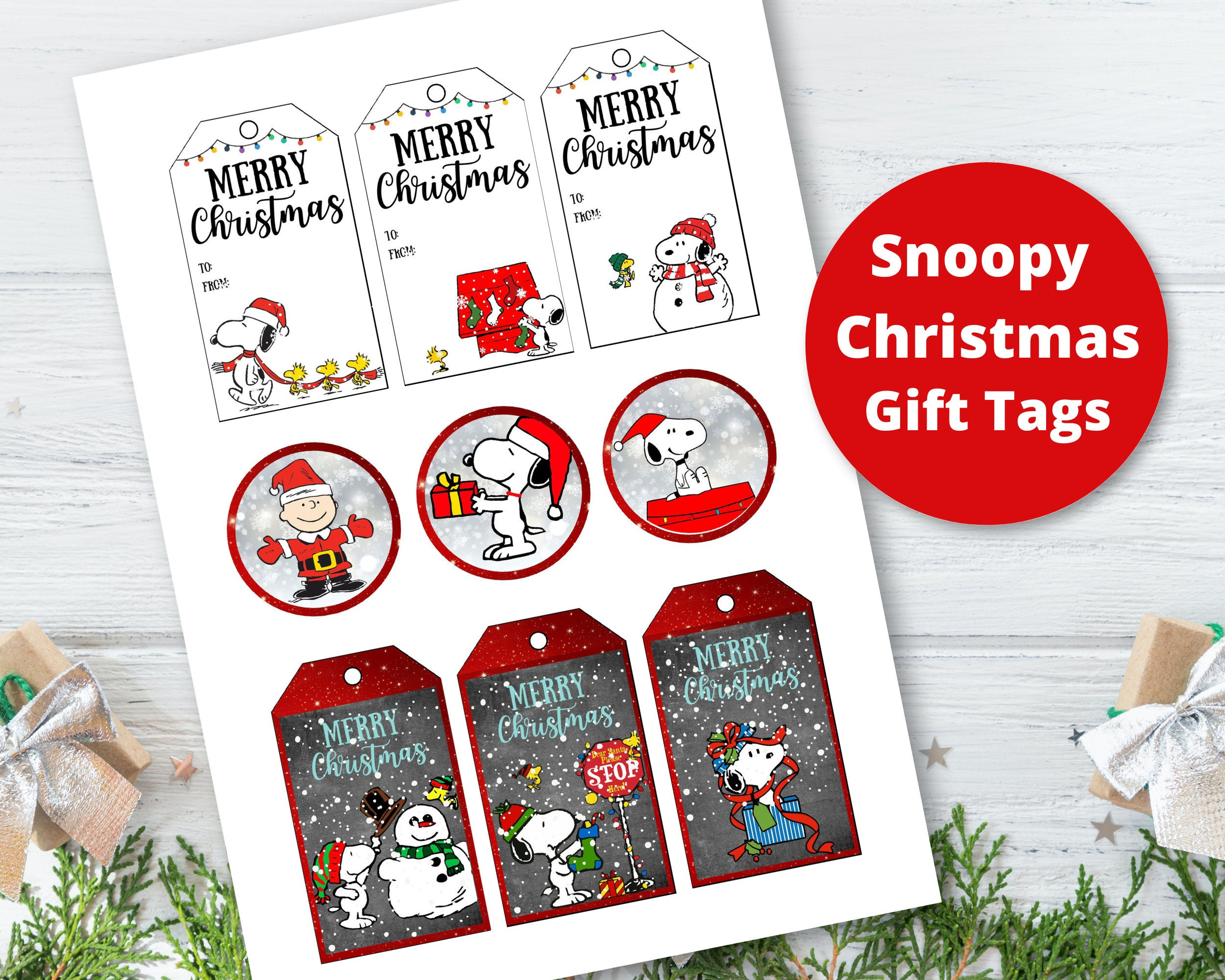 Snoopy Christmas Gift Tags - Etsy Canada with regard to Printable Christmas Tags Snoopy
