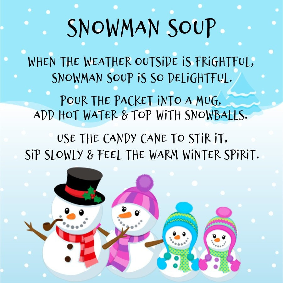 Snowman Soup Favor Tags ( You Print) - Printable File - Instant regarding Printable Snowman Soup Tag